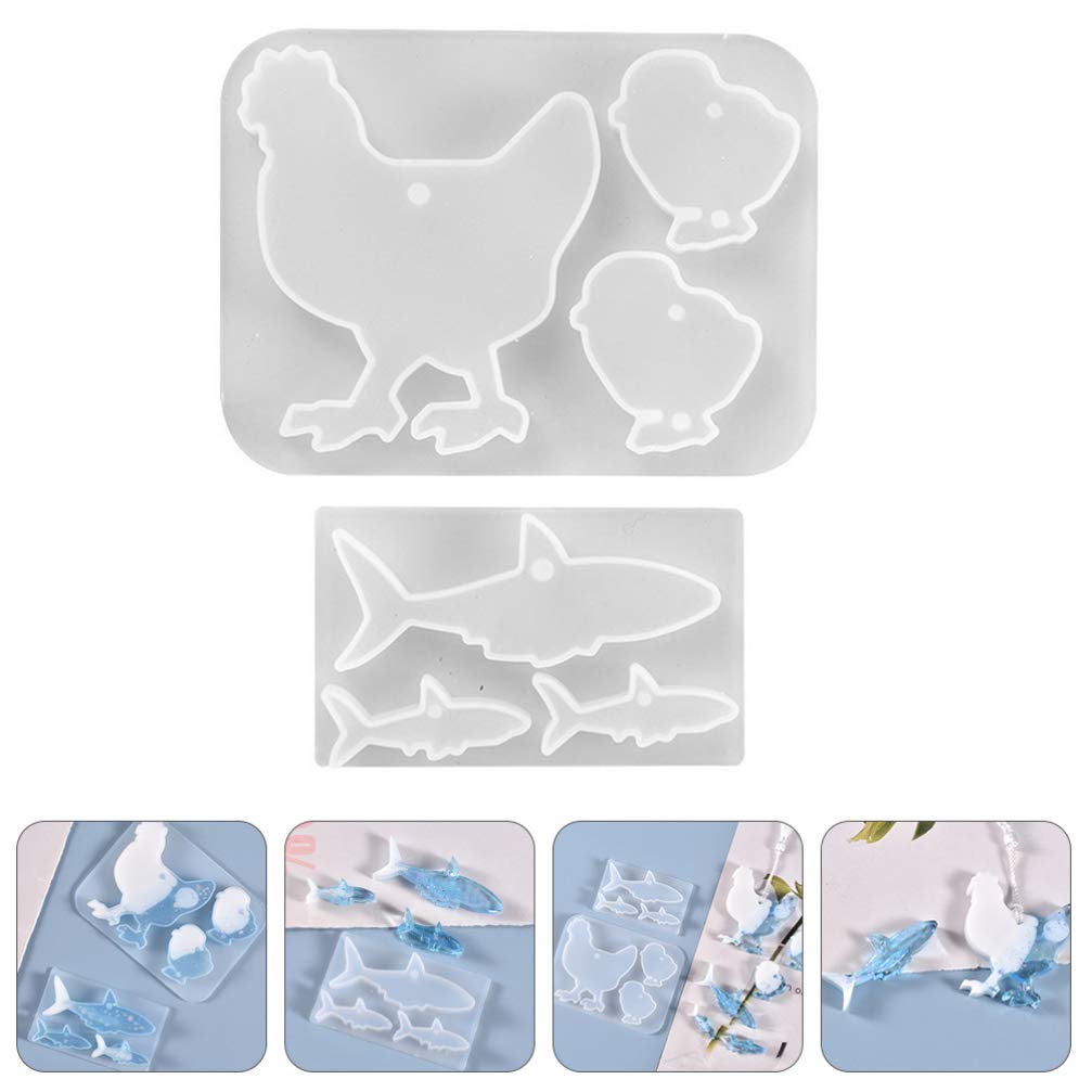 ARTIBETTER 2-Piece Silicone Jewelry Molds - Chicken & Fish Shaped Pendant Molds for DIY Epoxy Resin Casting, Handmade Charm & Tag Making - Perfect for Crafting Unique Resin Jewelry at Home
