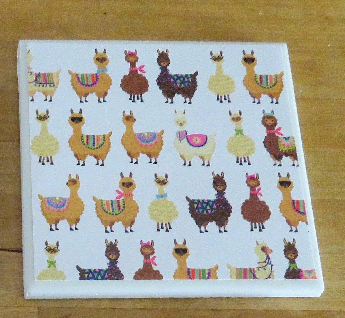 Llama Ceramic Drink Coasters Set of 4 - Cute Animal-Themed Absorbent Coasters for Coffee, Tea, and Beverages - Perfect for Home, Office, and Party Decor