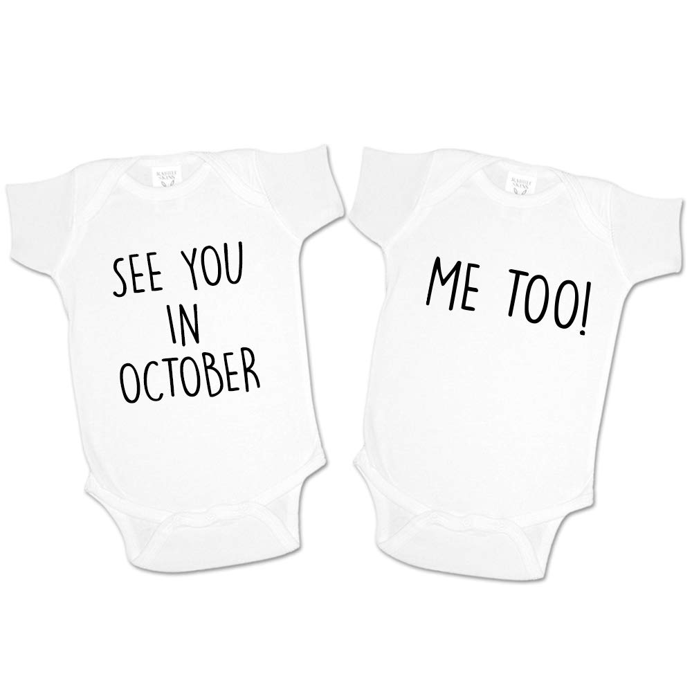 Adorable Twin Pregnancy Announcement Bodysuits - 'See You in (Month) & Me Too' Baby Onesies | Perfect for Gender Reveals, Baby Showers & Newborn Photoshoots