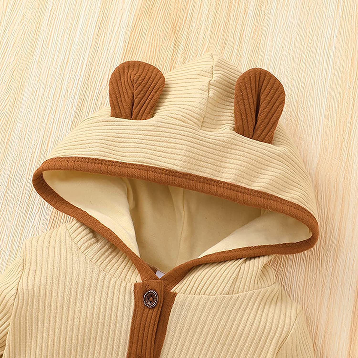 Twopumpkin Baby Hooded Romper - Knitted Long Sleeve Jumpsuit for Newborn Boys & Girls | Fall Winter Outfit | Ribbed Cute Clothes for Photo Shoots, Family Gatherings & Daily Wear