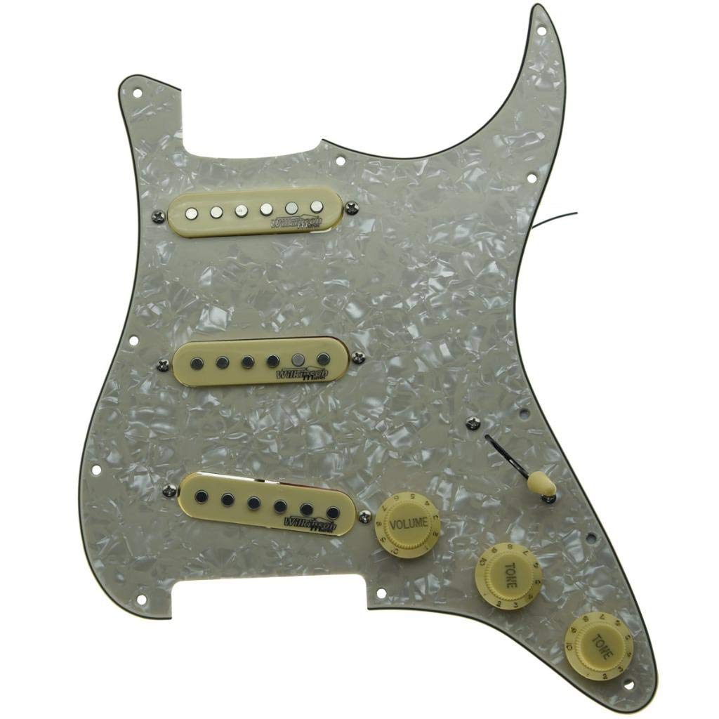 KAISH Aged Pearl Prewired Electric Guitar Pickguard with Wilkinson Pickups - Compatible with USA/Mexico Fender Stratocaster - Perfect for Vintage Tone Upgrade & Stage Performance