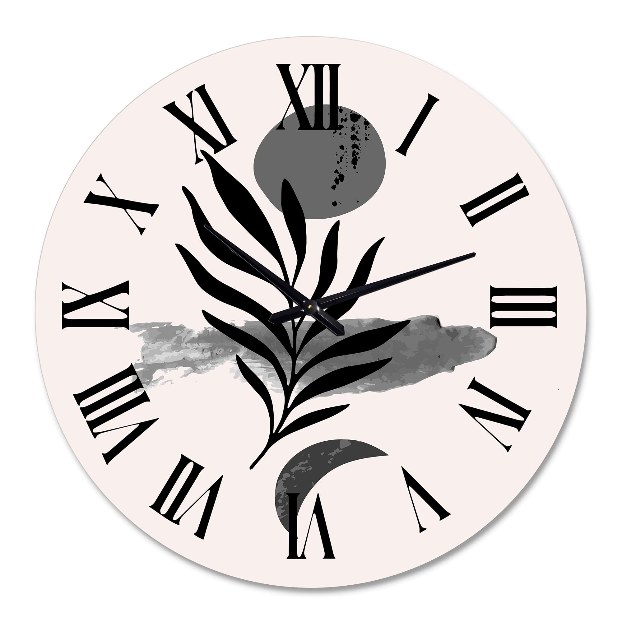Abstract Tropical Leaf II Modern Wall Clock - Large Floral & Botanical Wall Art for Living Room, Bedroom & Office Decor | Silent Non-Ticking Home & Office Décor