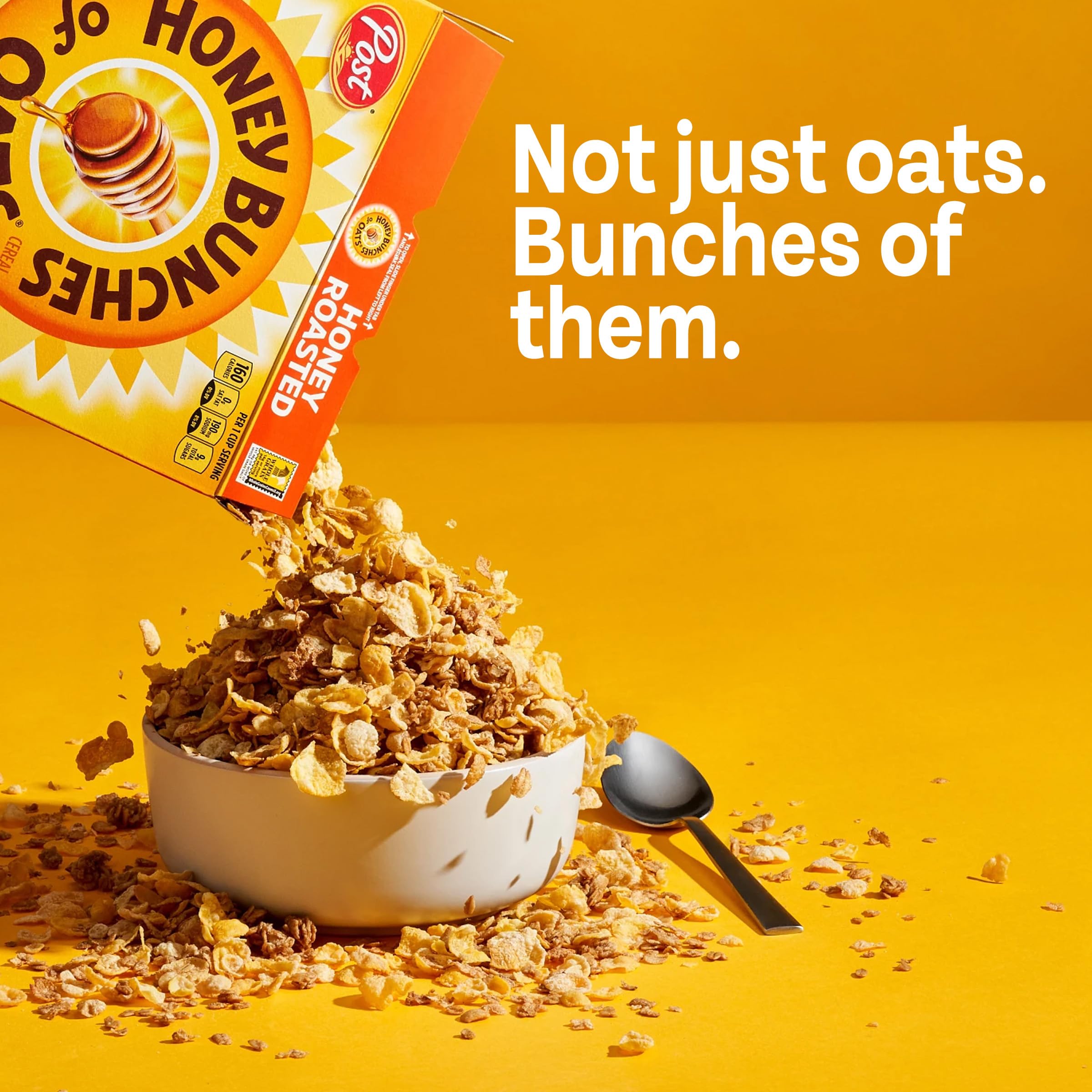 Honey Bunches of Oats Honey Roasted Breakfast Cereal with Granola Clusters - 18oz Box - Crunchy Whole Grain Oat Cereal for Healthy Breakfast & Snacking - Perfect for Family Mornings, Office Snacks & On-the-Go Energy