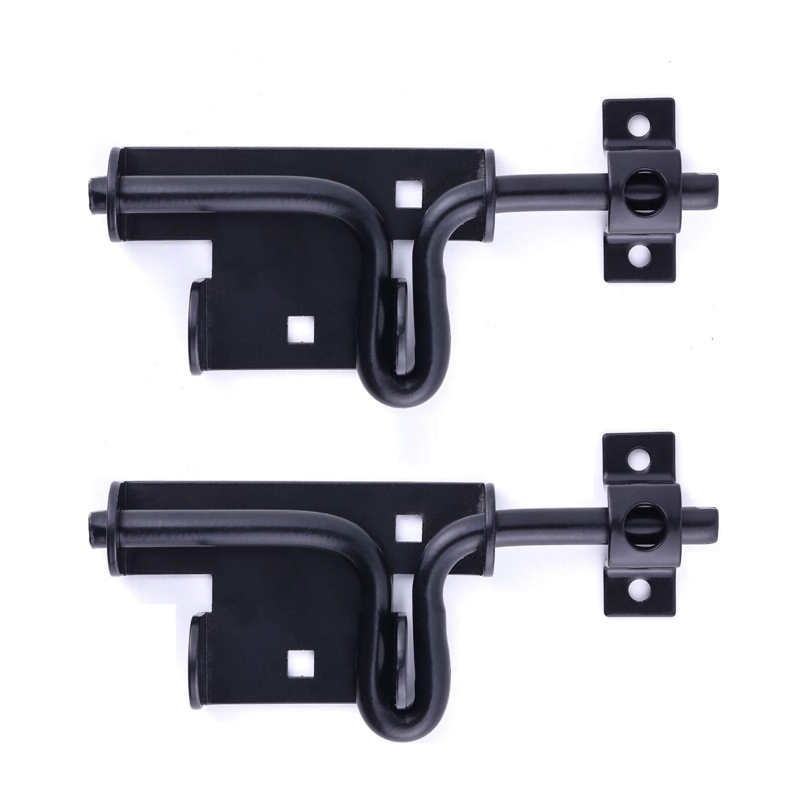 2 Pack Heavy Duty Sliding Bolt Gate Latch - Black Reinforced Metal Door Lock with Padlock Hole for Wooden Fence, Shed, Yard & Barn Doors | Secure Indoor & Outdoor Use for Homes, Farms & Storage Areas