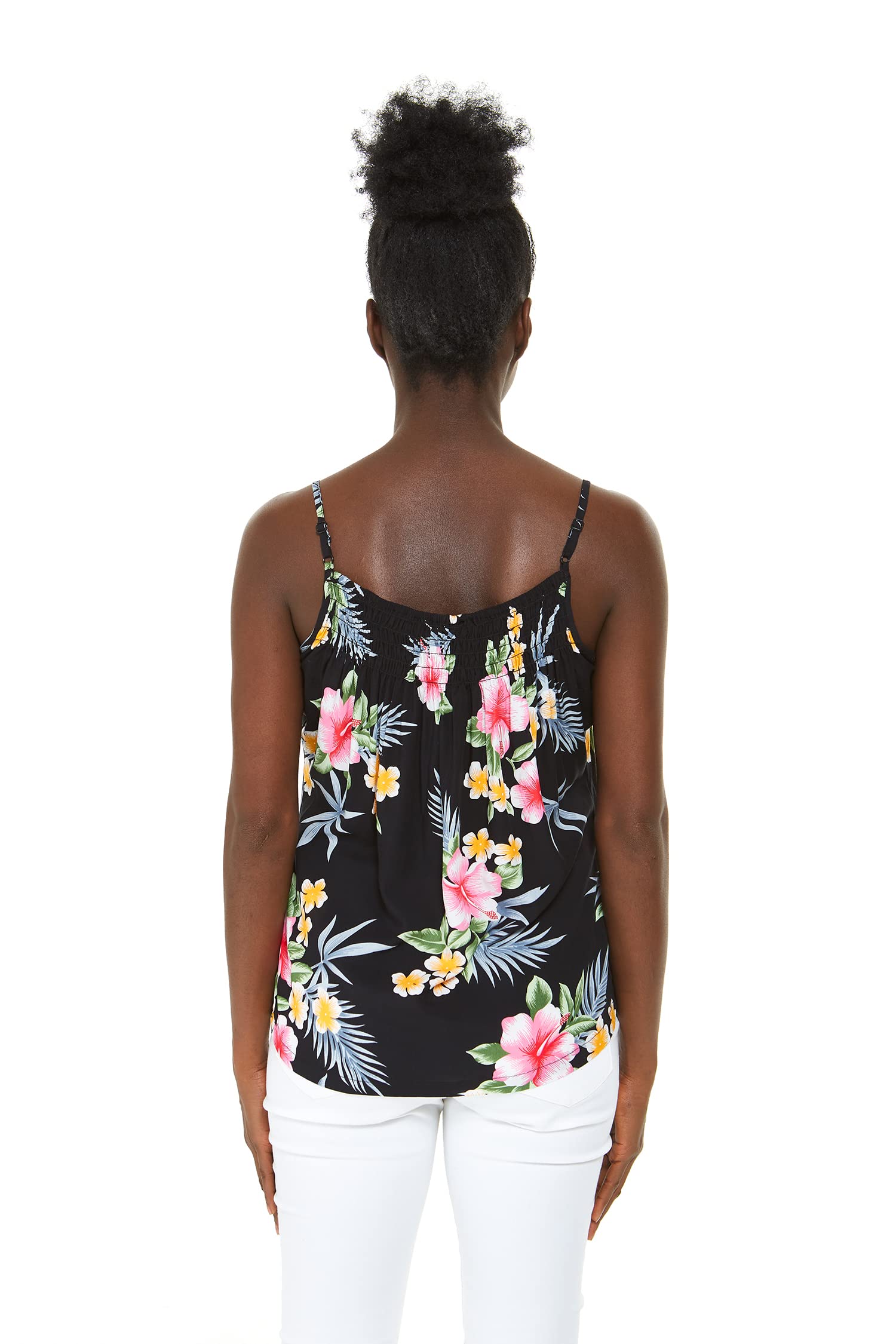 Hawaiian Hibiscus Blue Spaghetti Strap Women's Top - Lightweight Summer Beach Cover Up, Casual Boho Outfit for Vacation, Pool Party & Tropical Getaways