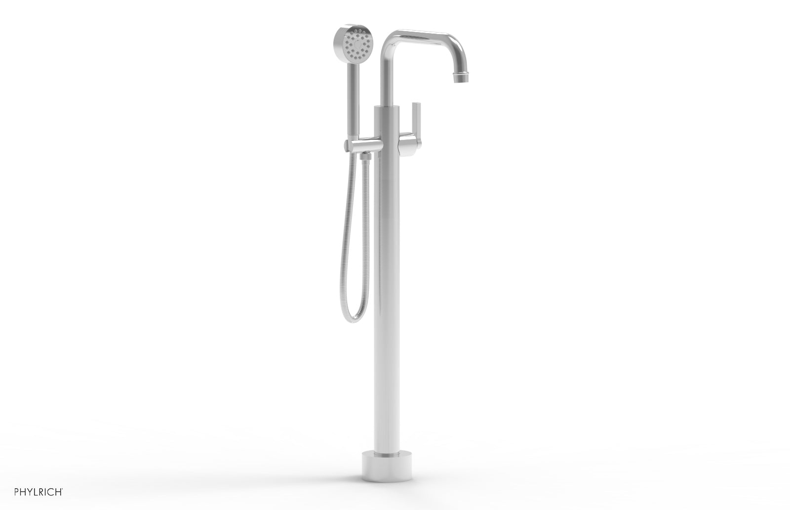 HEX MODERN Tall Floor Mount Tub Filler with Lever Handle & Hand Shower - Model 501 55 01 - Perfect for Contemporary Bathroom Renovations & Spa-Like Shower Experiences