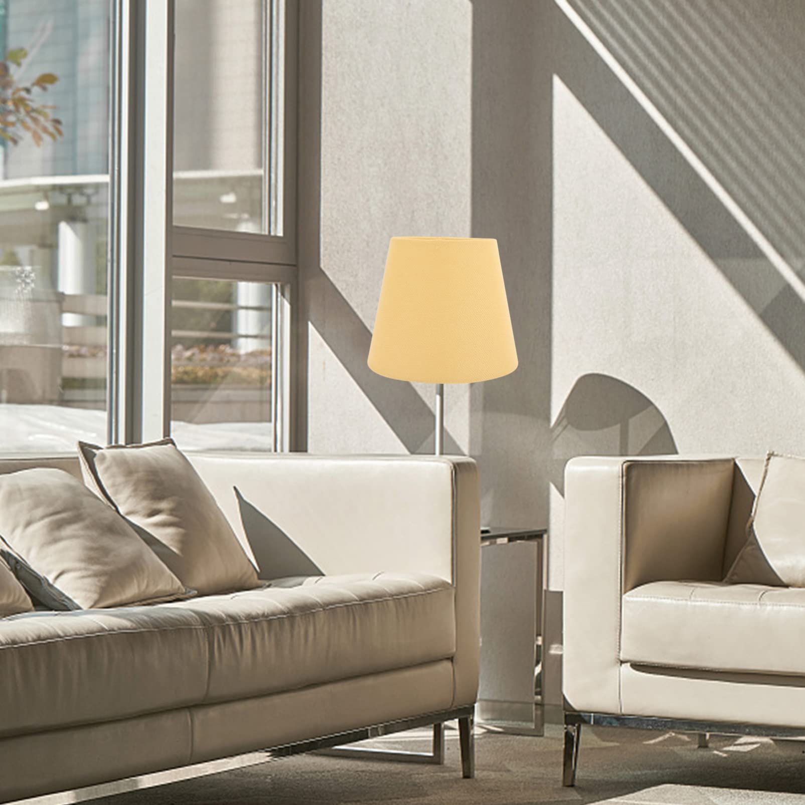 Modern Drum Lamp Shade - Yellow E14 Fitting for Table, Bedside & Floor Lamps - Perfect for Living Room, Bedroom & Office Lighting Decor