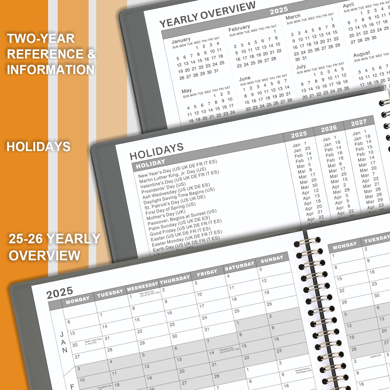 2025 Appointment Book Planner - January to December 2025 with Hourly Times, A4 Weekly View in 15-Minute Intervals (21.8 x 29 cm) - Soft Leather Cover for Business Professionals, Students & Office Organization