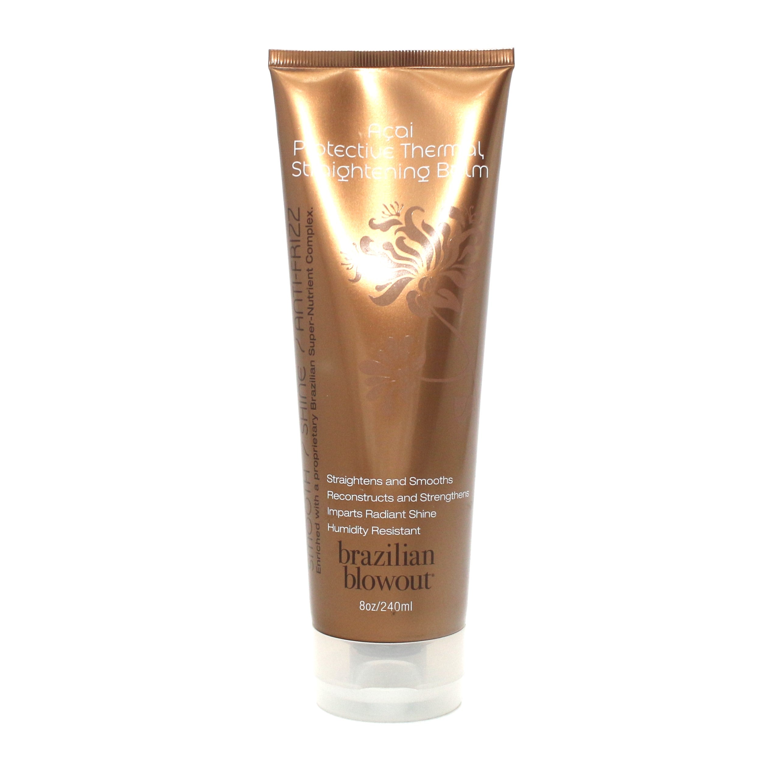 Brazilian Blowout Acai Protective Thermal Straightening Balm 8 oz – Smooth & Repair Hair – Salon-Quality Frizz Control for Straight & Shiny Hair – Perfect for Home Use & Professional Styling