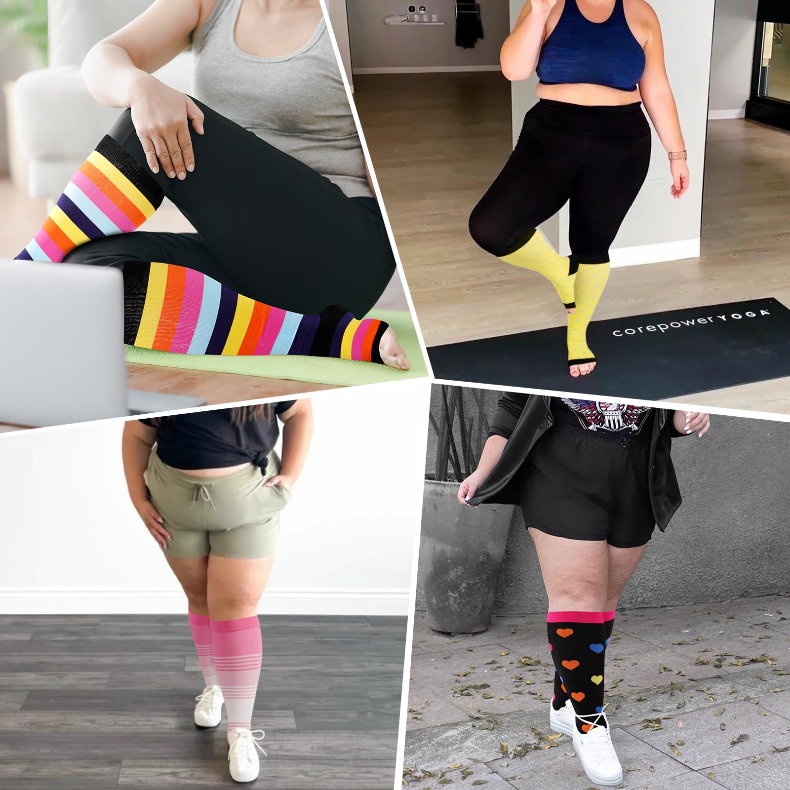 LOUSGUTA Open Toe Compression Socks 15-20 mmHg for Women & Men - Plus Size, Toeless, Wide Calf Support Knee High Socks for Varicose Veins, Edema & Travel Comfort