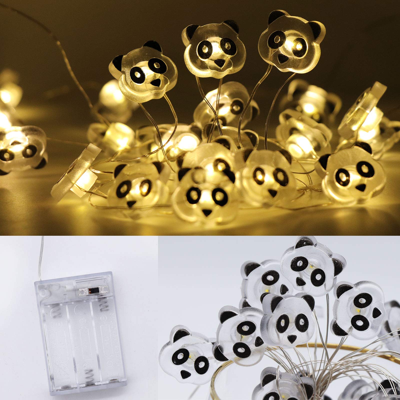 Panda LED String Lights 10ft - Battery Operated for Bedroom & Outdoor Decor