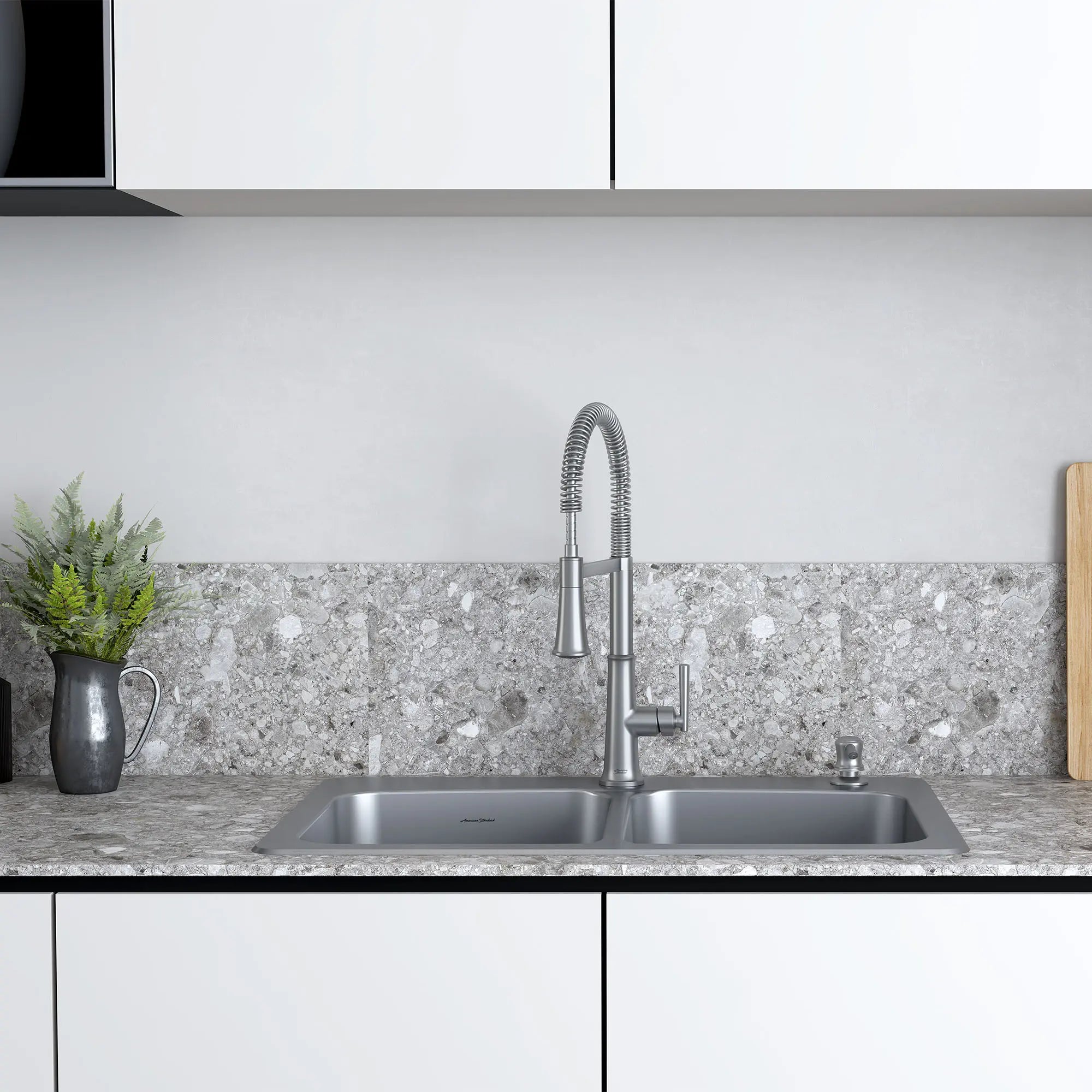 Gladden Semi Pro Dual Spray Kitchen Faucet with Deck Plate & Soap Dispenser - High Arc Pull Down Sprayer for Modern Kitchen Sink, Dishwashing & Food Prep