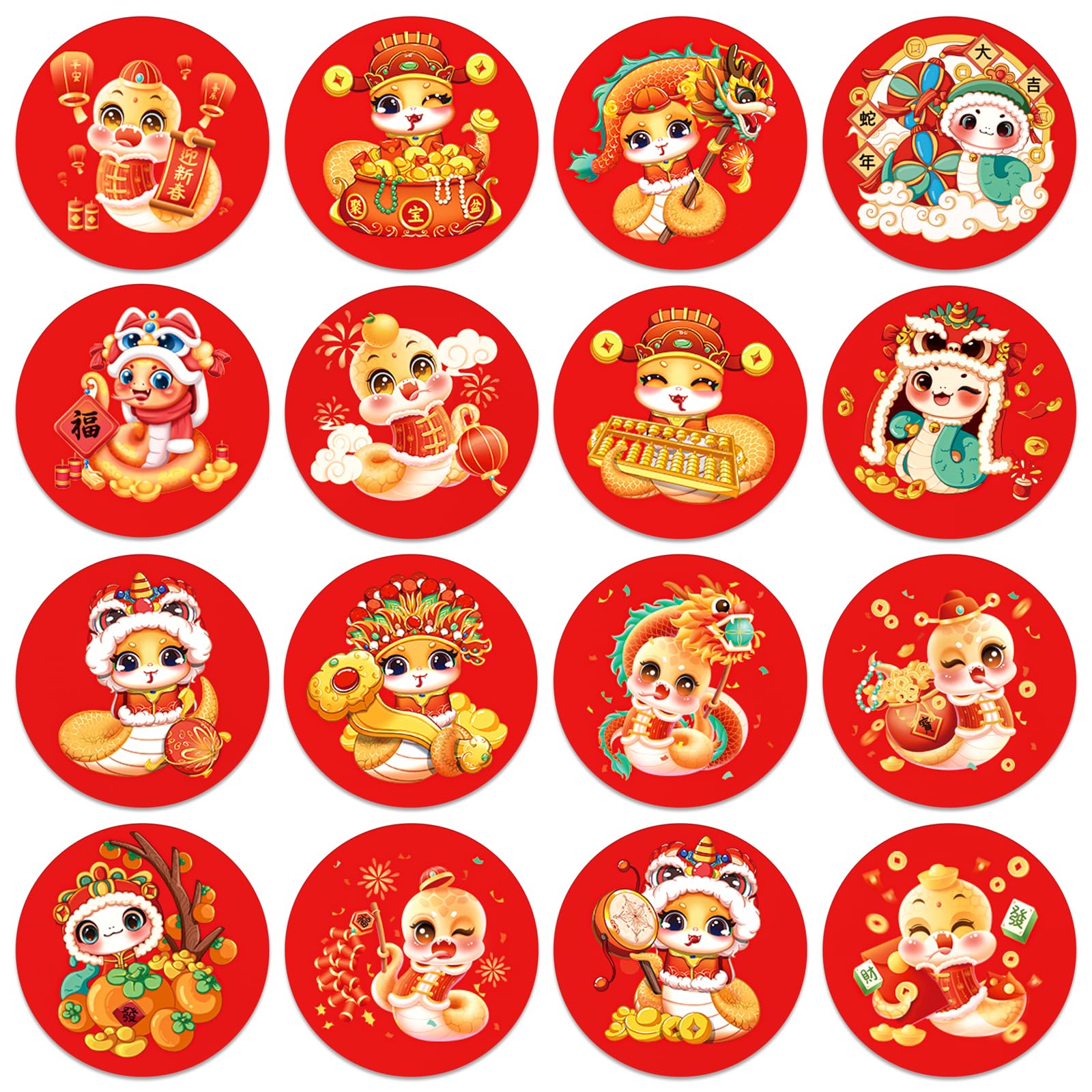 160PCS Chinese New Year Stickers 2025 - Year of The Snake Decorations, Lunar New Year Party Supplies, Spring Festival Candy Stickers for Kids, DIY Crafts, Scrapbooking & Gift Wrapping