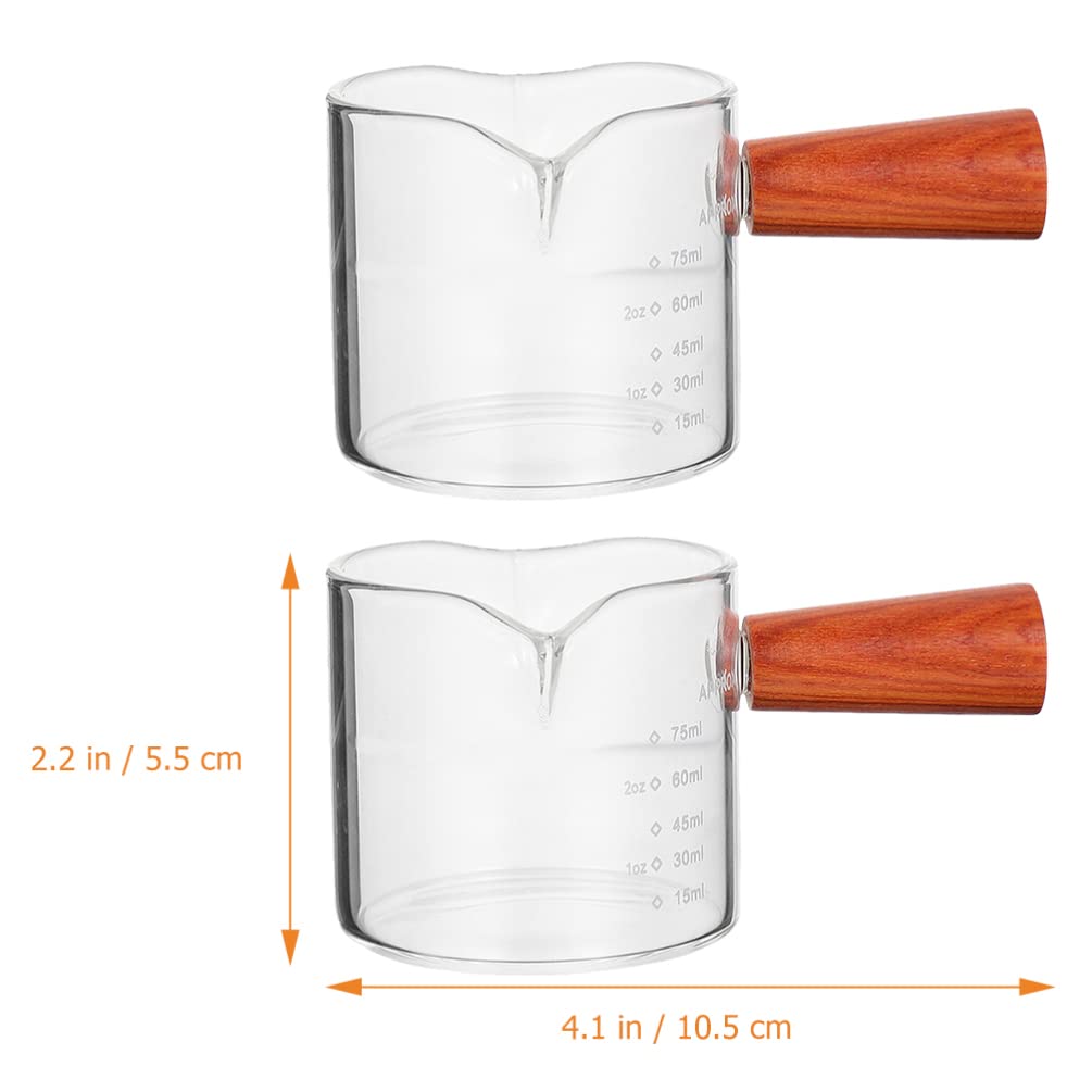2-Piece Glass Measuring Cup Set - Double Pitcher Milk Cup for Espresso, Coffee & Latte Making - Heat-Resistant Espresso Pouring Cup & Shot Glass - Perfect for Baristas, Home Brewing & Coffee Shops