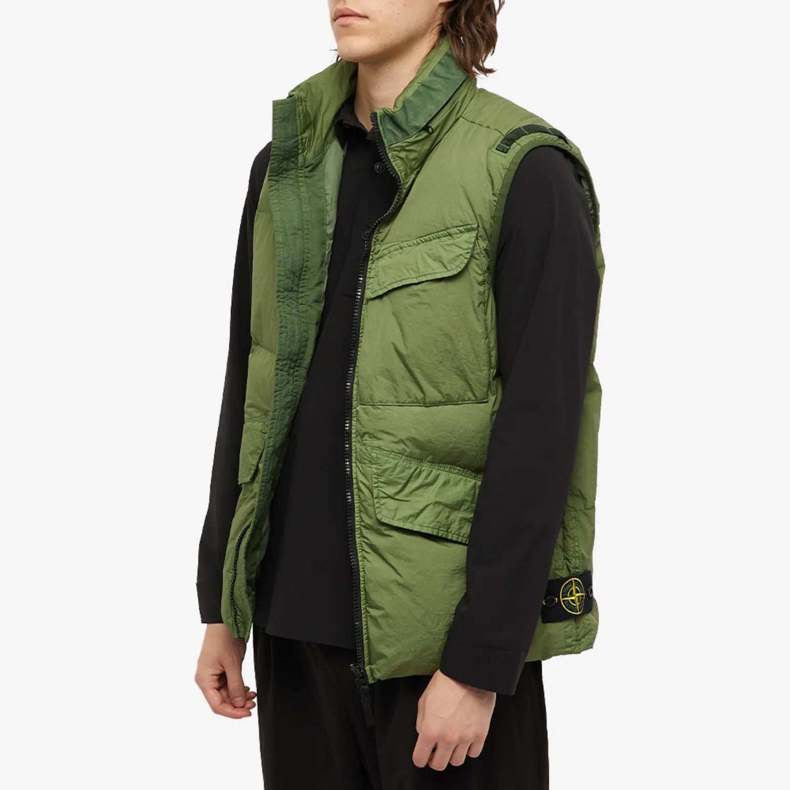 Stone Island Crinkle Reps Bodywarmer - Lightweight Puffer Vest for Men, Water-Resistant & Warm - Perfect for Outdoor Hiking, Travel & Winter Layering