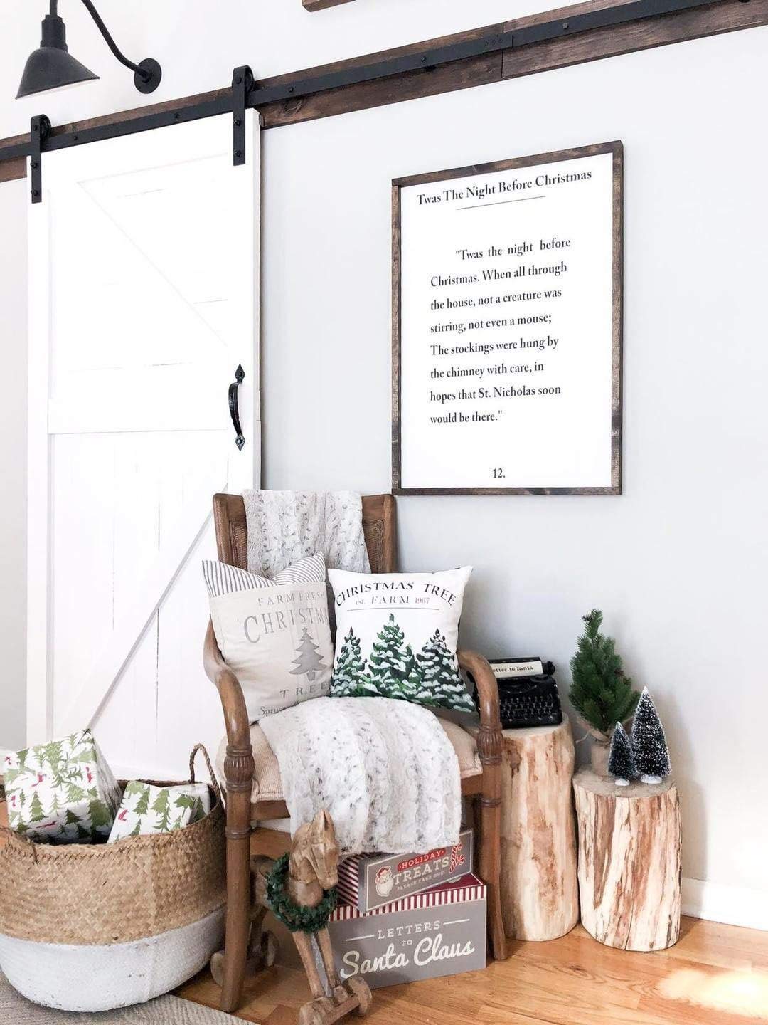 TWAS The Night Before Christmas Wood Sign - Modern Farmhouse Wall Decor, Holiday Home Decoration, Rustic Christmas Book Page Sign for Living Room, Bedroom & Entryway