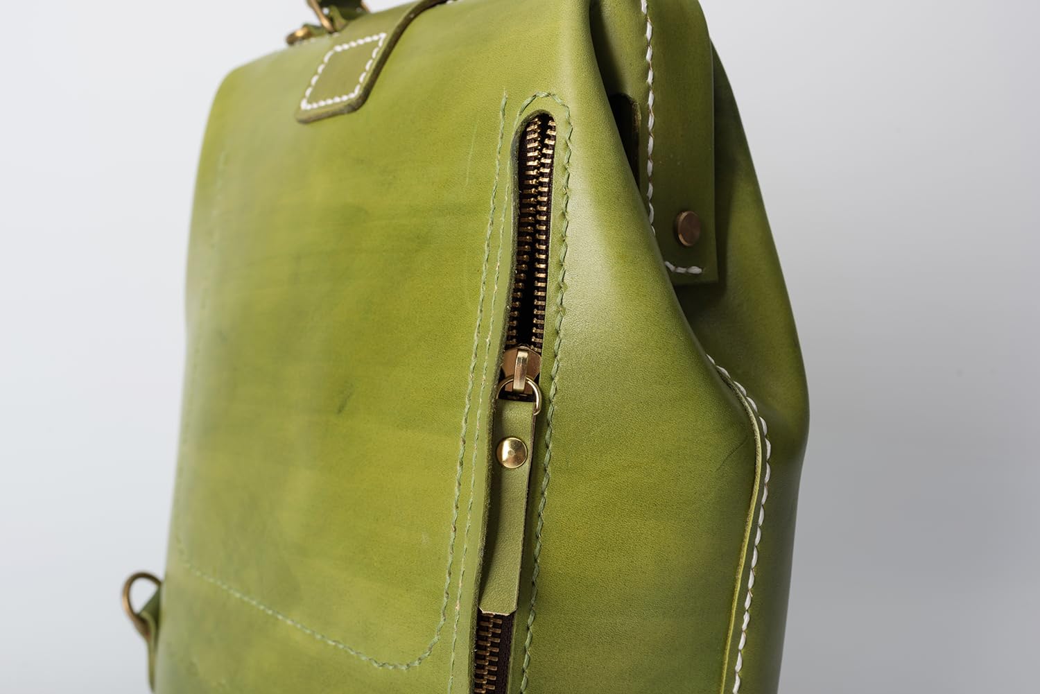 Premium Leather Doctor Bag Backpack for Women & Men - Hand Stitched Large Rucksack in Olive Green | Perfect for Work, Travel & Everyday Use