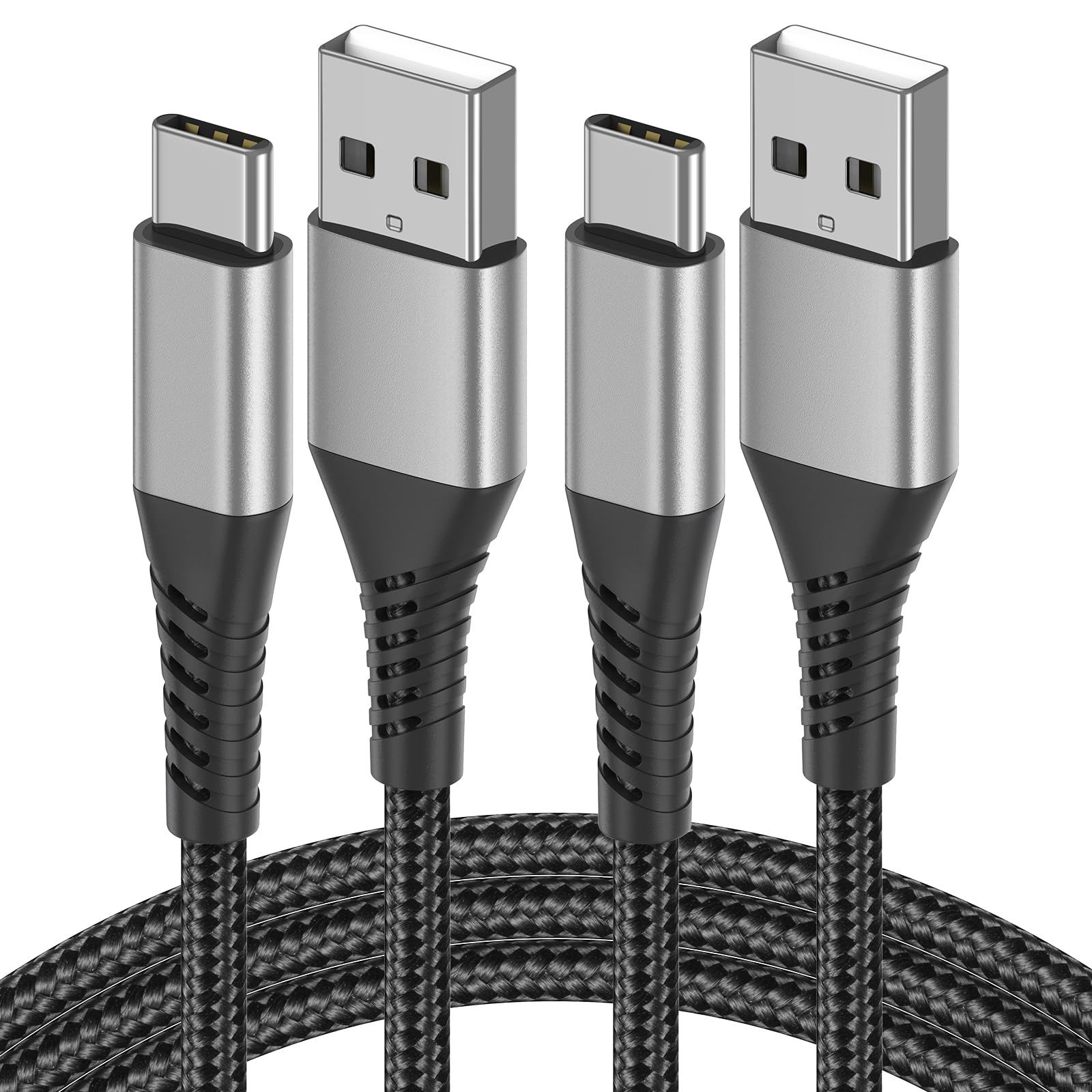 2-Pack 3FT USB A to USB C Fast Charging Cable - Braided Durable Type C Charger for iPhone 15/16 Pro Max, iPad Air/Pro, Samsung Galaxy S24/S23/S22, Google Pixel - Perfect for Home, Office & Travel Charging