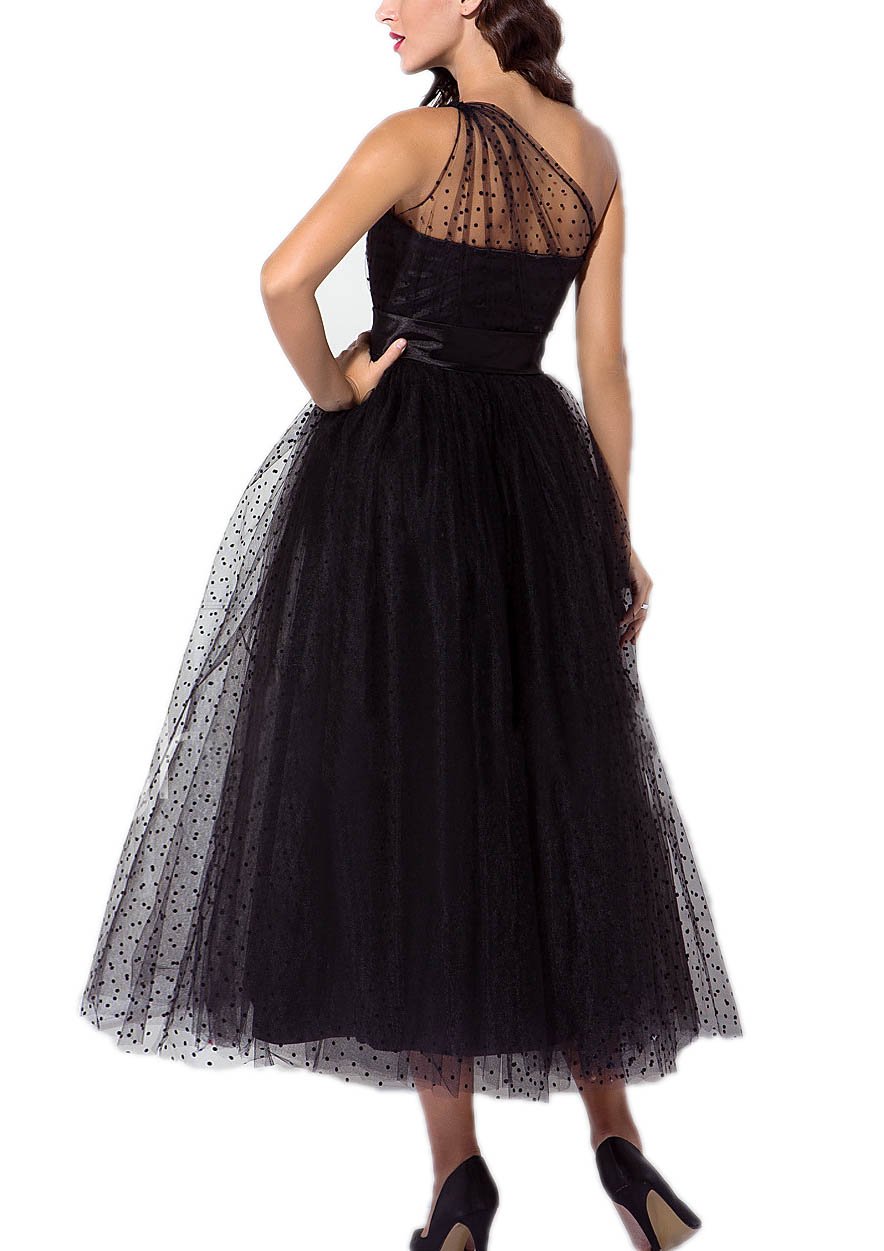 Elegant One Shoulder Tulle Prom Dress for Women - Tea Length Formal Evening Gown for Party, Homecoming, Wedding & Special Occasions