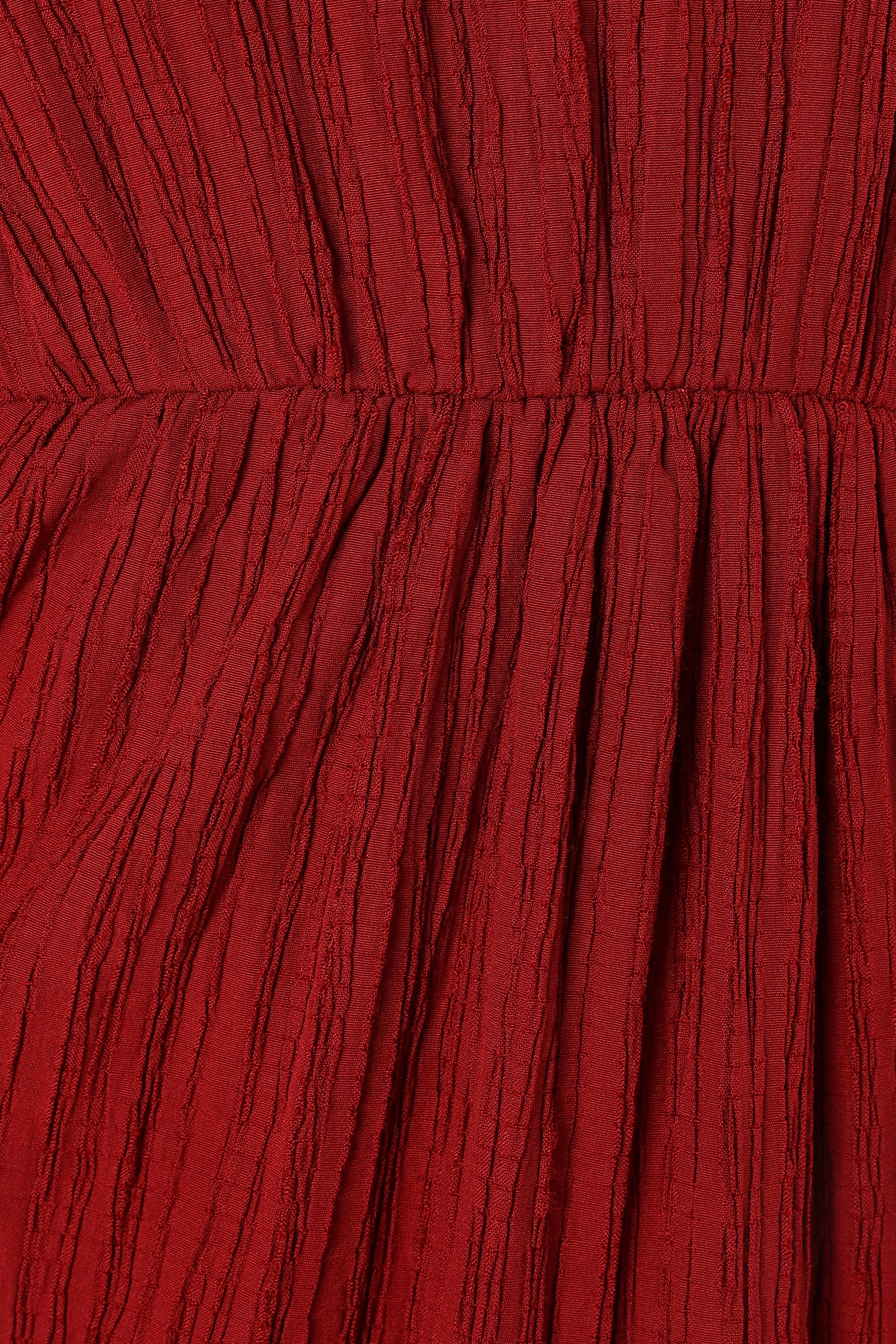 Carina Pleated Midi Dress in Dark Red | Flowy A-Line Skirt for Women | Perfect for Weddings, Parties & Office Wear