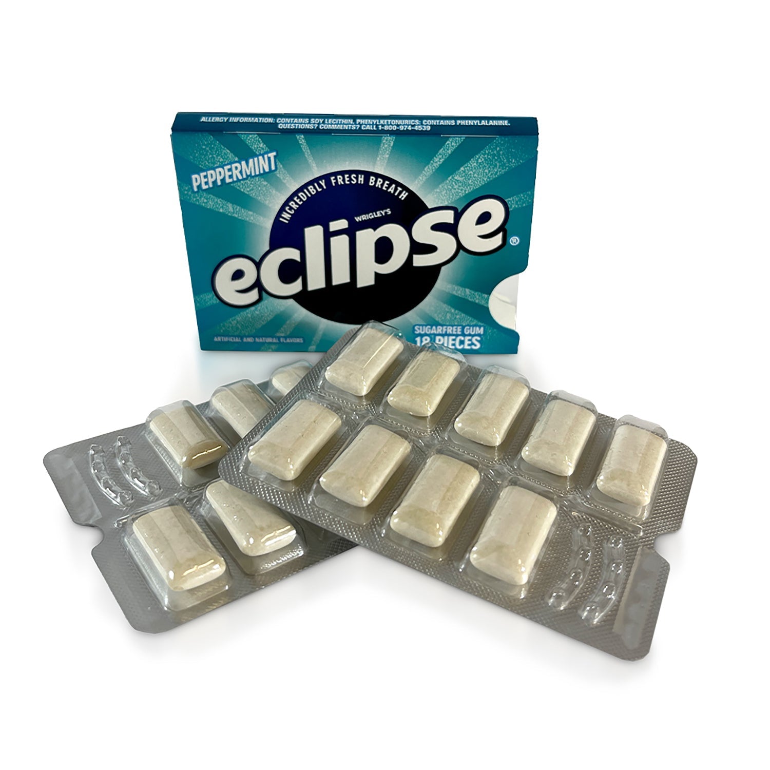 Sugar Free Eclipse Peppermint Gum - 8 Count Pack | Fresh Breath Mints for Work, Travel & Daily Use