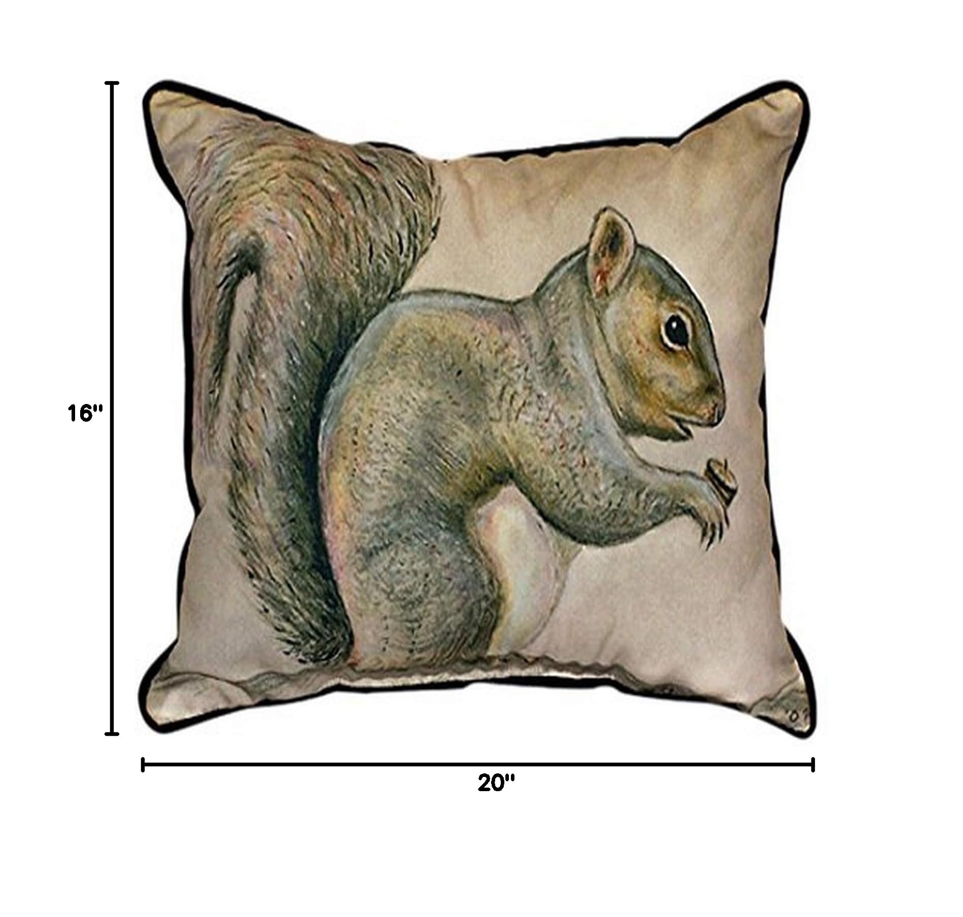 Betsy Drake Squirrel Pillow - 16x20 Inch Soft Decorative Throw Pillow for Couch, Bed, Sofa - Perfect for Living Room, Nursery & Home Decor
