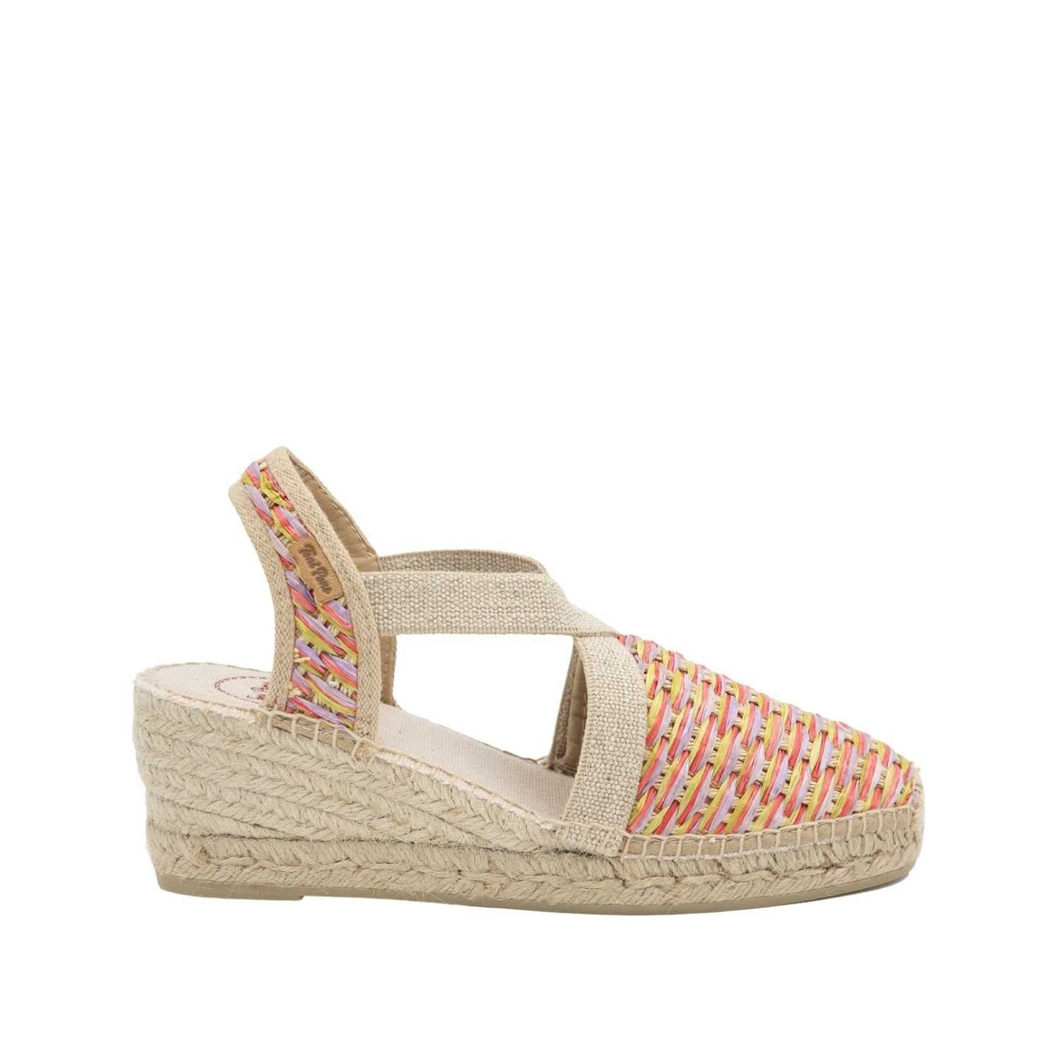 Women's Vegan Multicolored Raffia Wedge Espadrilles - Comfortable Summer Sandals for Beach, Vacation & Casual Outings
