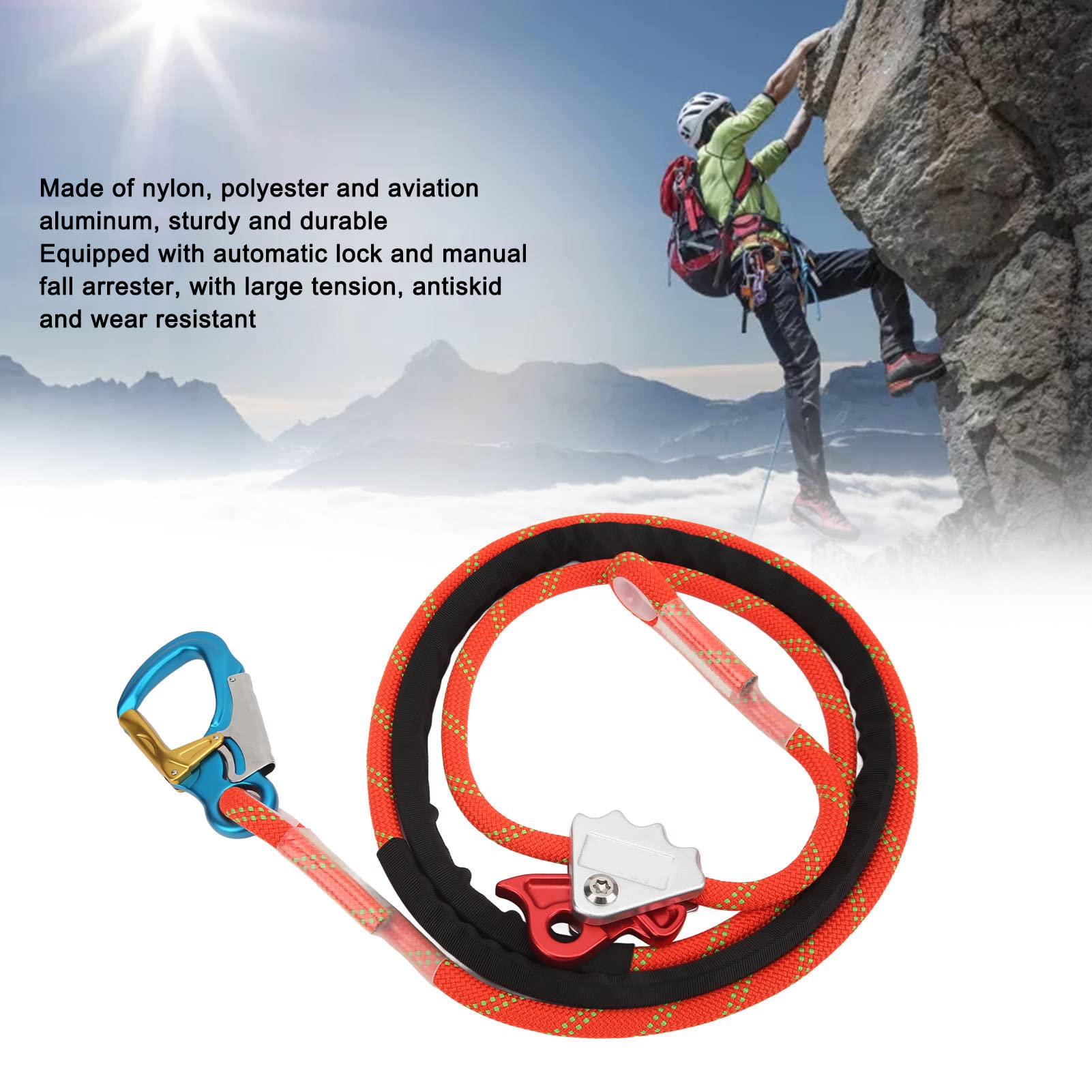 Professional Adjustable Climbing Safety Lanyard - Fall Protection Rope for Tree Climbing & High Altitude Work - Ideal for Arborists, Rock Climbing & Construction Safety Gear