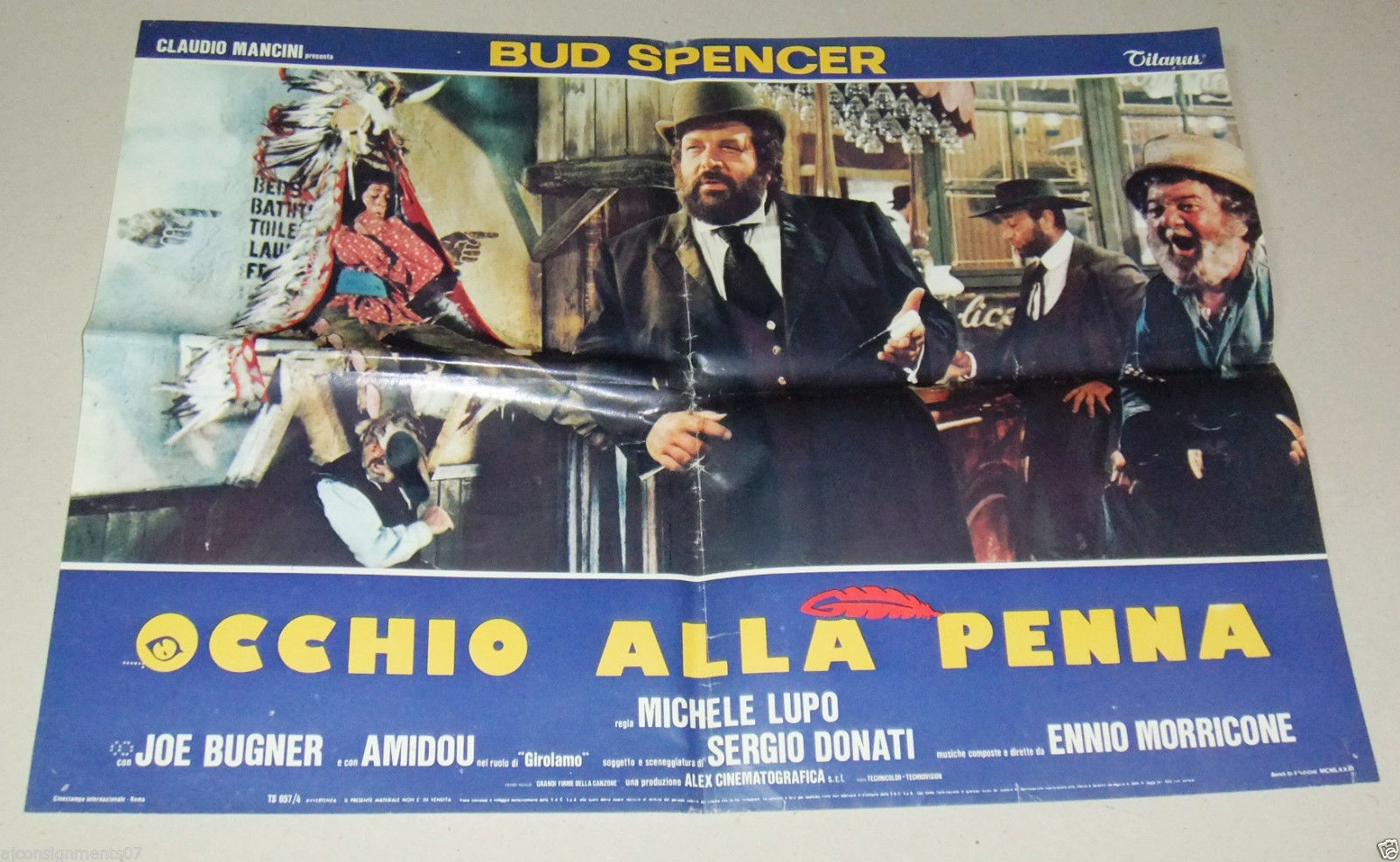 Set of 10 Vintage Bud Spencer Italian Movie Lobby Cards from 1980s - Perfect for Film Memorabilia Collectors and Home Theater Decor