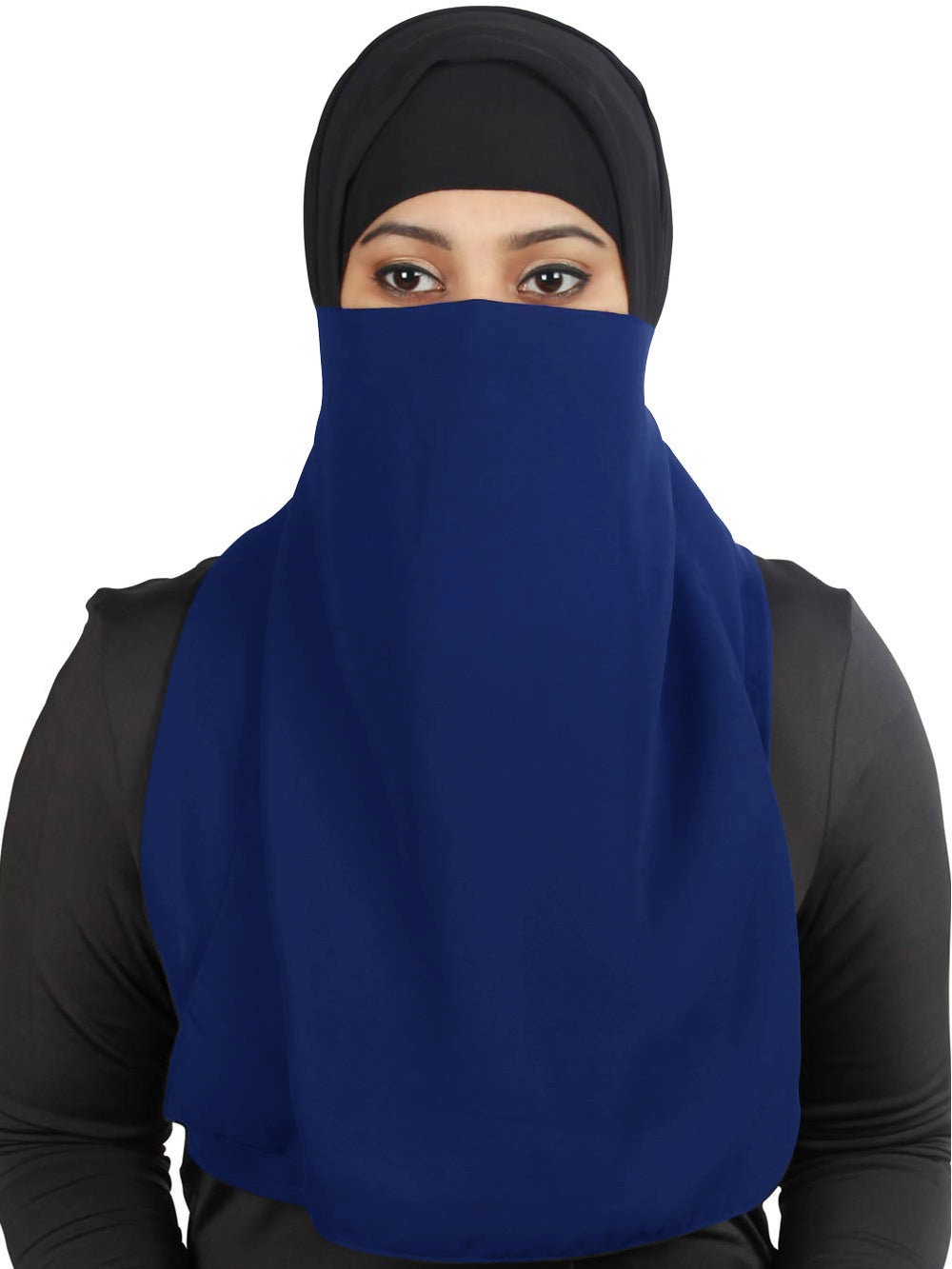 Black Georgette Half Niqab Nosepiece - Breathable & Comfortable Face Cover for Women - Perfect for Daily Wear, Prayer, and Outdoor Activities