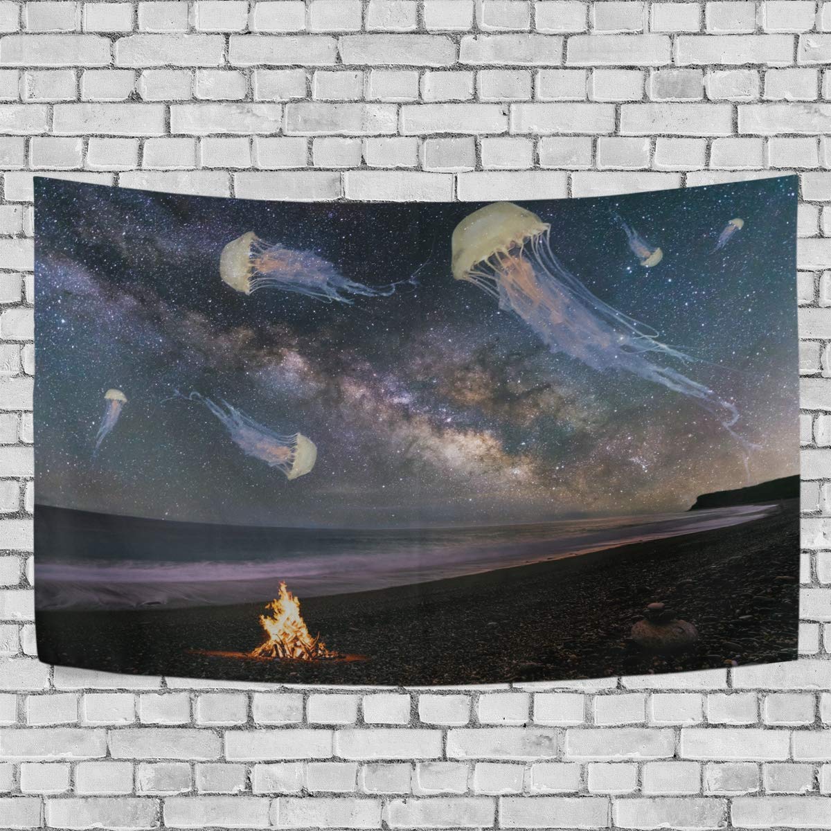 ALAZA Jellyfish Flying in Galaxy Vintage Art Tapestry Wall Hanging - Boho Home Decor for Living Room, Bedroom, Dorm | Space-Themed Wall Art for Hippie Aesthetic & Cozy Room Makeover
