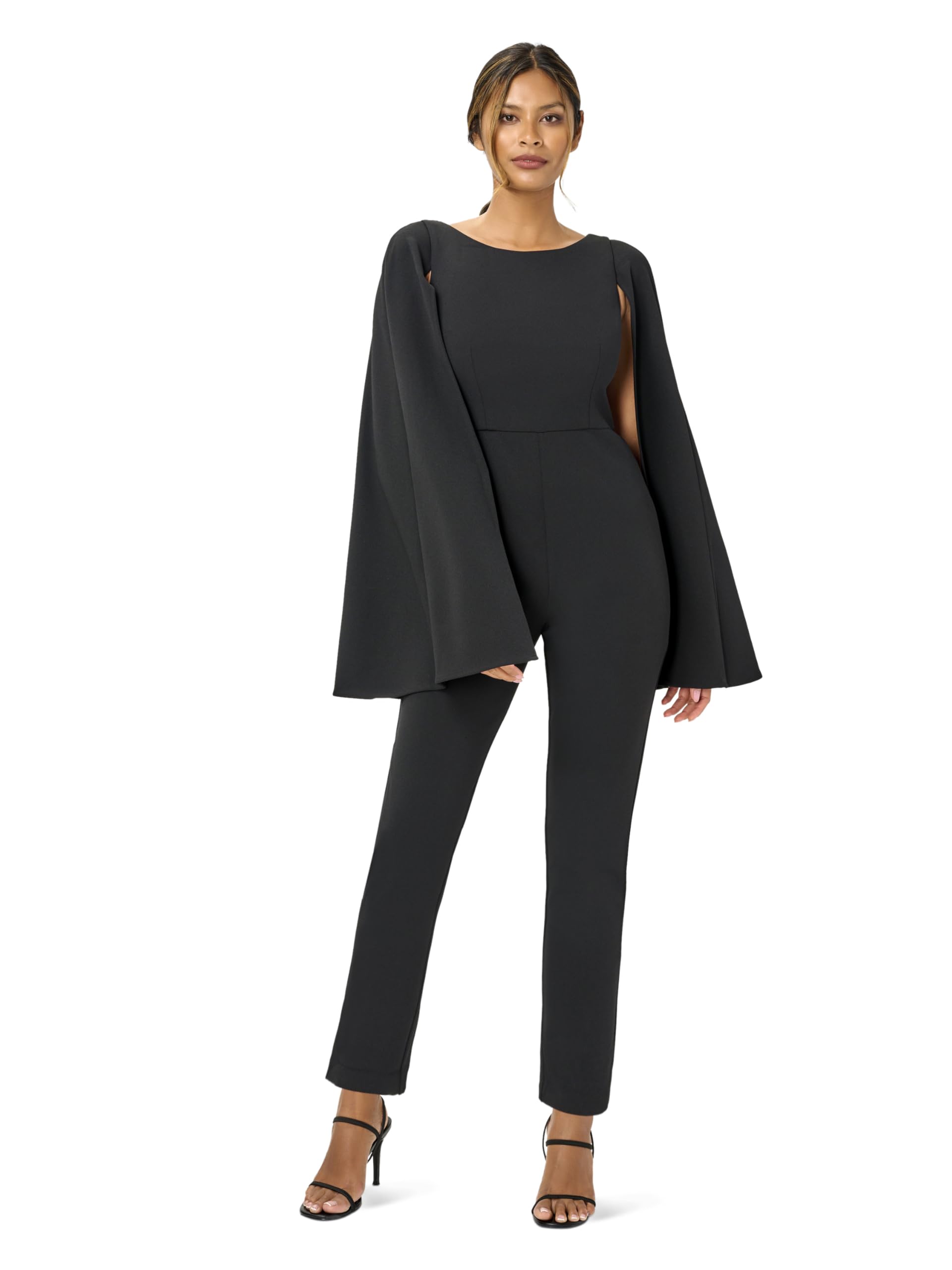 Adrianna Papell Women's Knit Crepe Cape Jumpsuit - Elegant One-Piece Outfit for Evening Parties, Weddings & Special Occasions