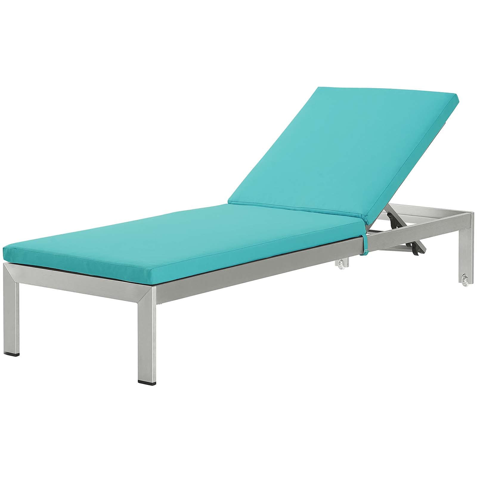 Modern Silver Blue Aluminum Lounge Chair Chaise - Outdoor Patio, Balcony, Cafe, Bistro, Garden Relaxation