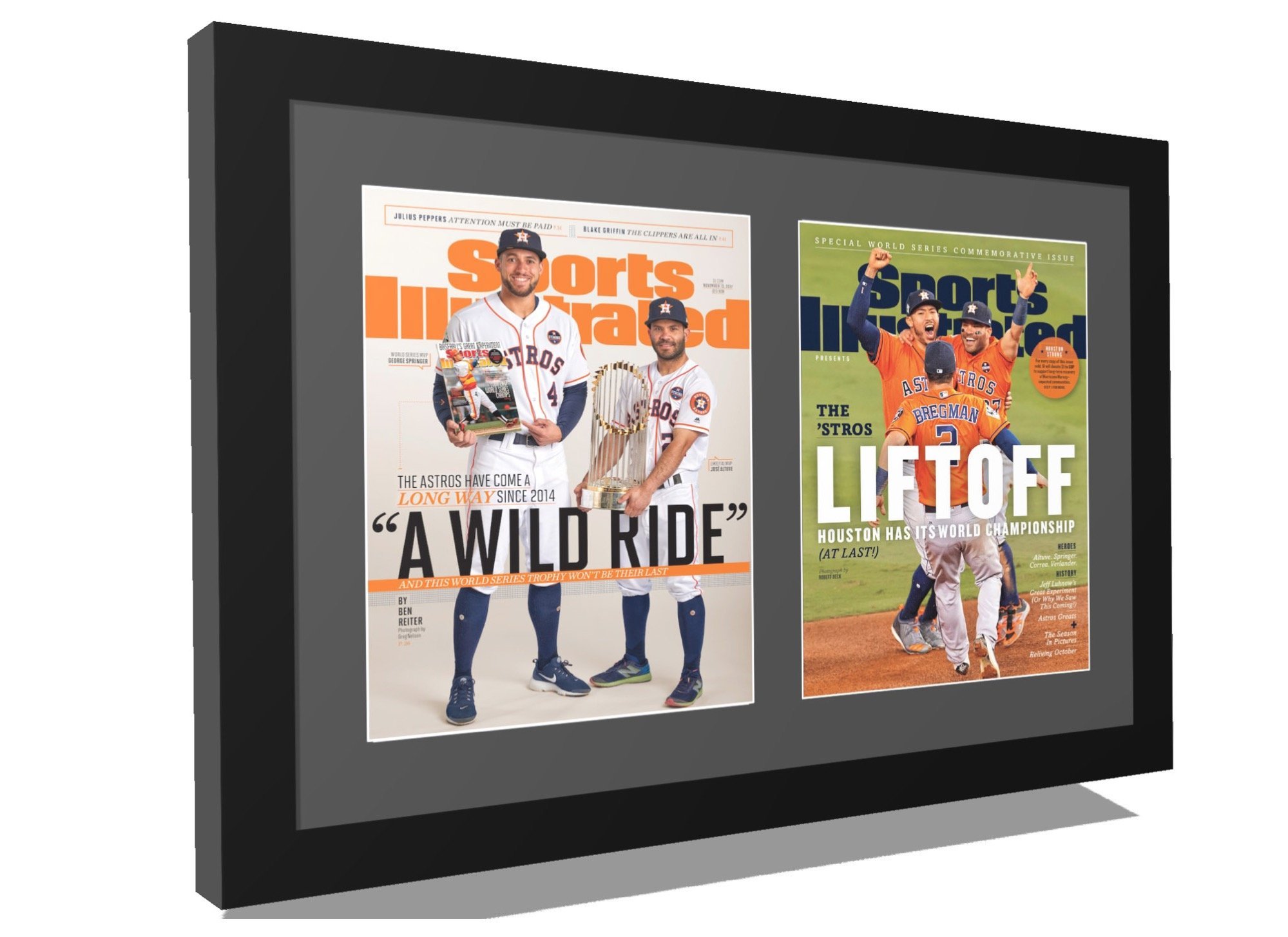 CreativePF Double Magazine Frame - Holds 8.25x11 Inch Magazines, Black/White Core Matting with Pre-Installed Hangers - Perfect for Office, Home Decor & Magazine Display Organization