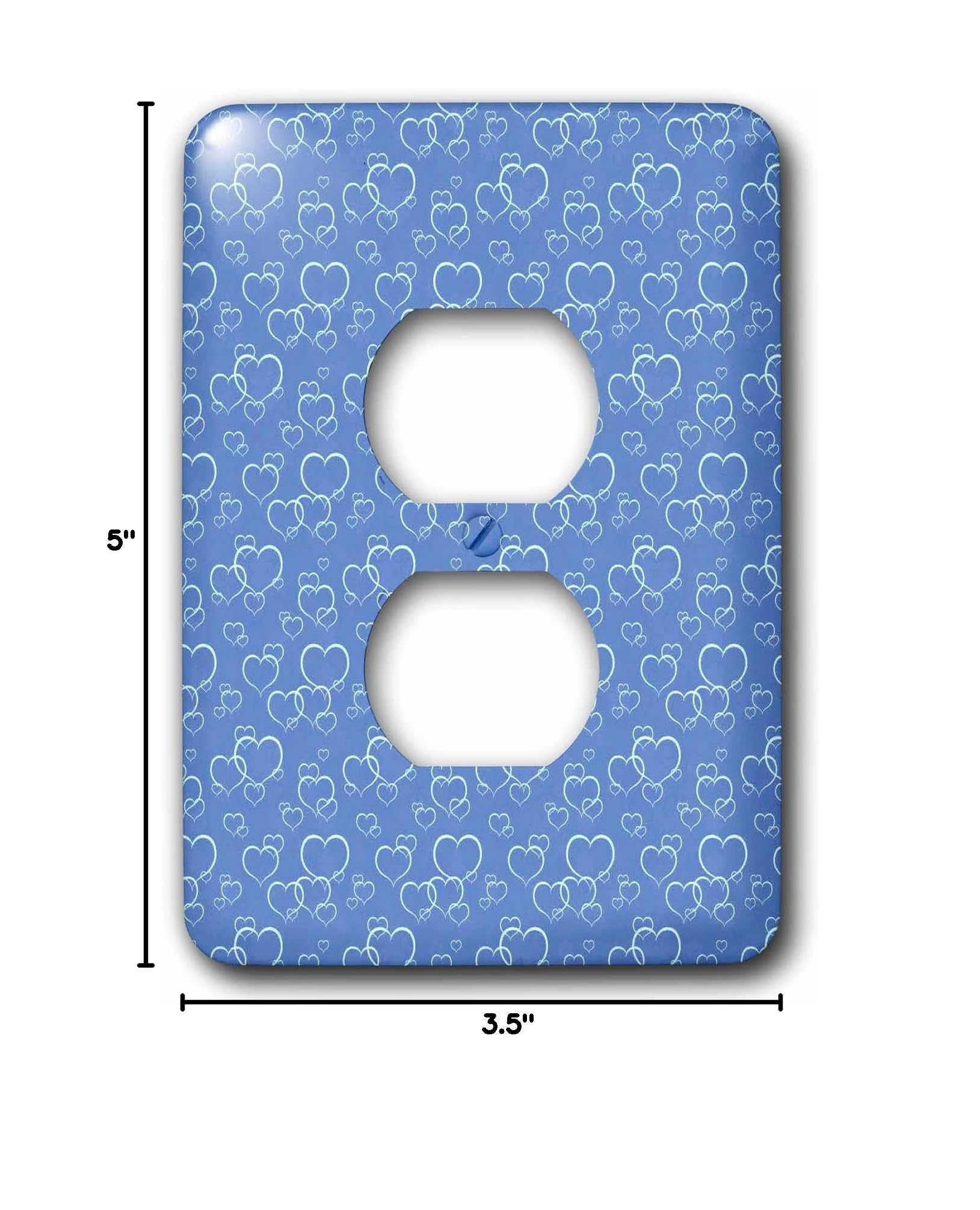 3D Rose Cute White and Soft Blue Overlapping Hearts Light Switch Cover - Decorative Wall Plate for Bedroom, Nursery, Kids Room, Home Decor