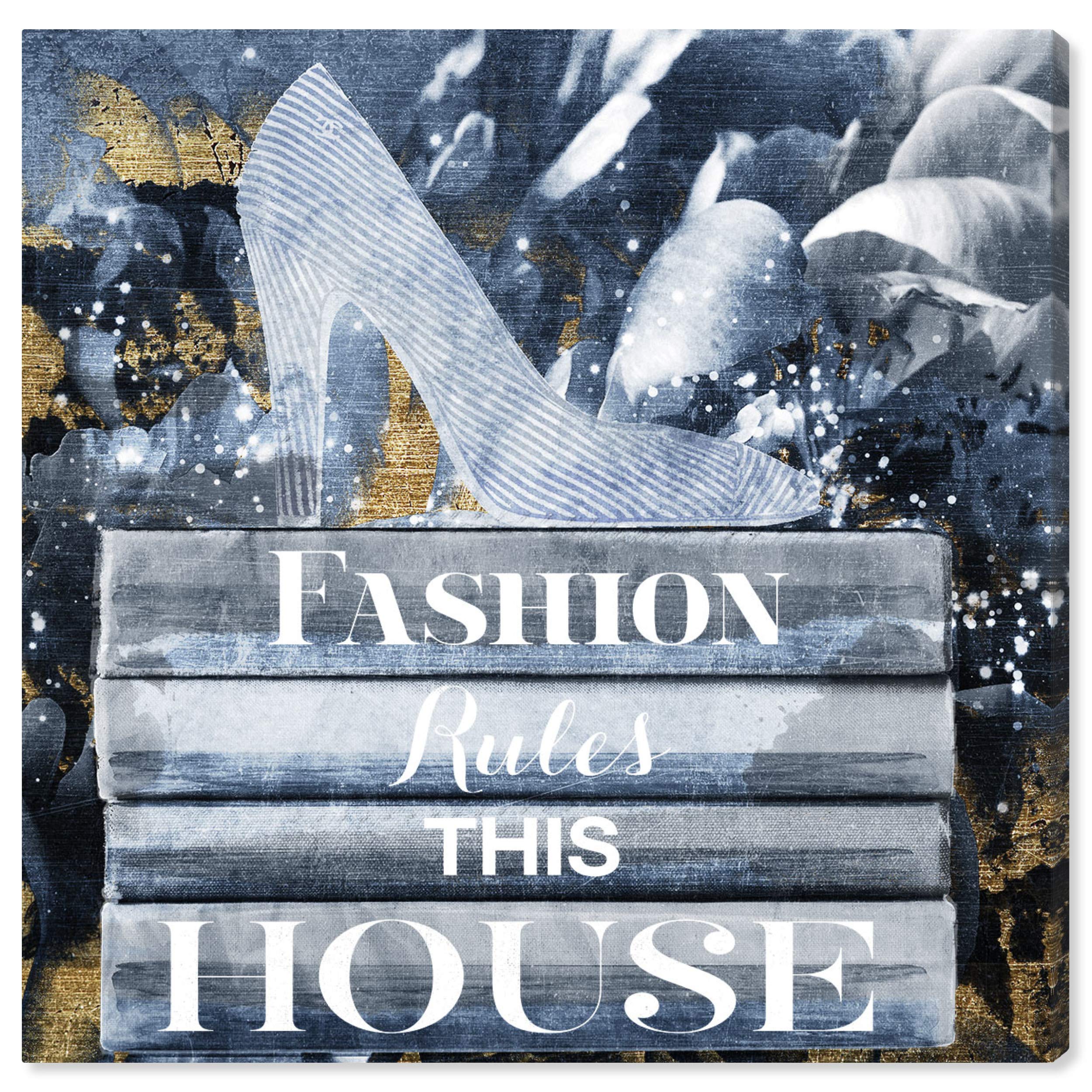 Oliver Gal Artist Co. 'Fashion Rules' Glam Wall Art Canvas Print - 12x12 Inches Gray & Gold Home Decor - Perfect for Living Room, Bedroom & Office Wall Decor