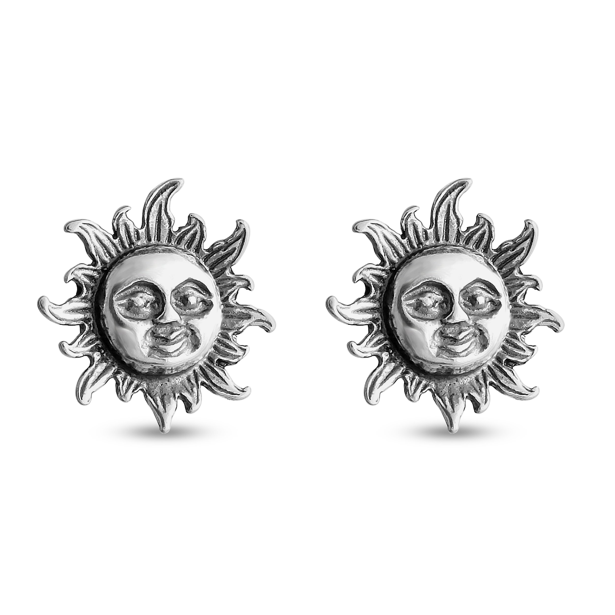 925 Sterling Silver Smiling Sun Stud Earrings - Gold Plated Minimalist Jewelry for Women | Perfect Holiday, Birthday & Everyday Wear Gift for Her