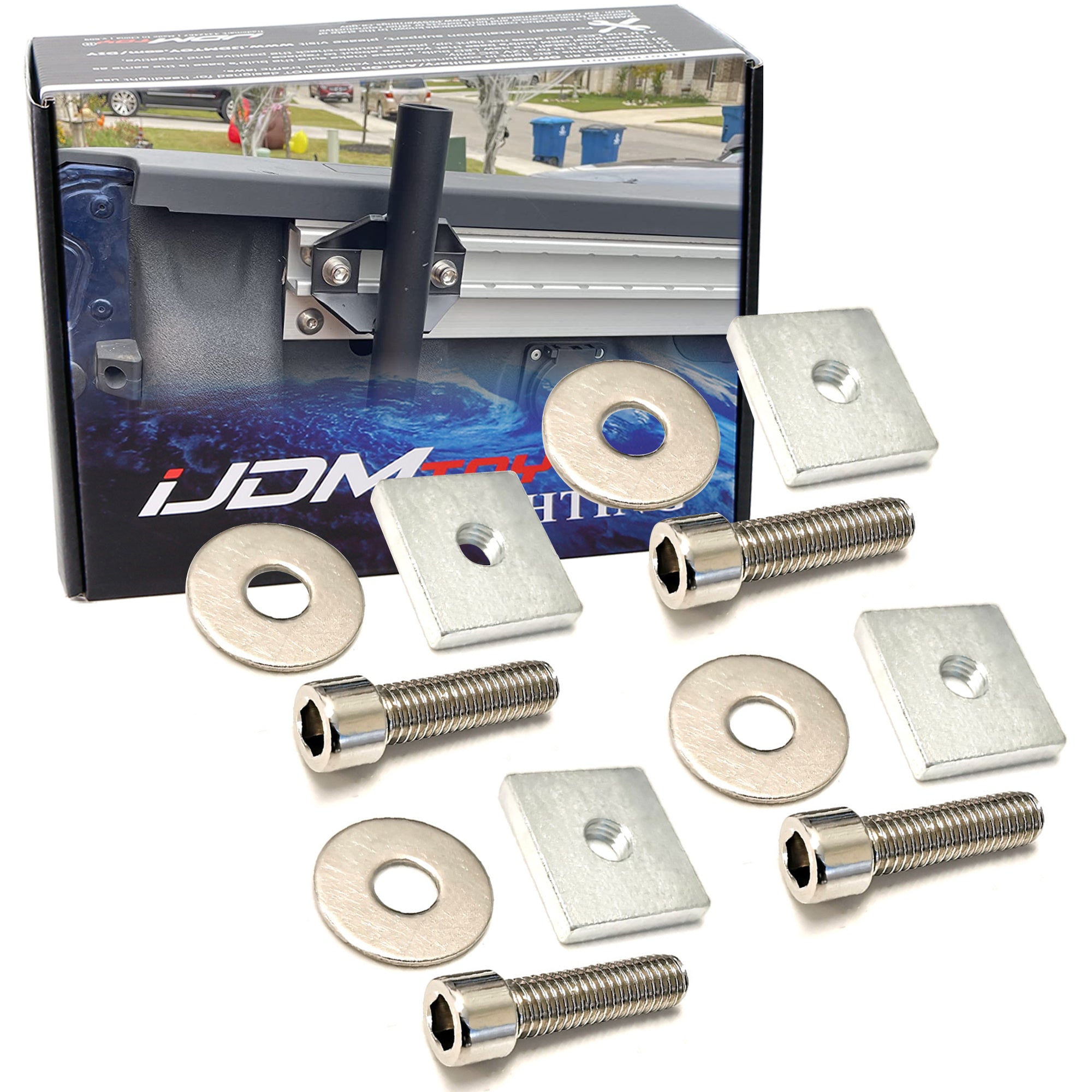 4-Piece Wide Pocket Nuts Set for Truck Bed Sliding Slot Tie Down Rail Mounting Hardware - Heavy Duty Vehicle Cargo Securing Accessories for Pickup Trucks & Trailers