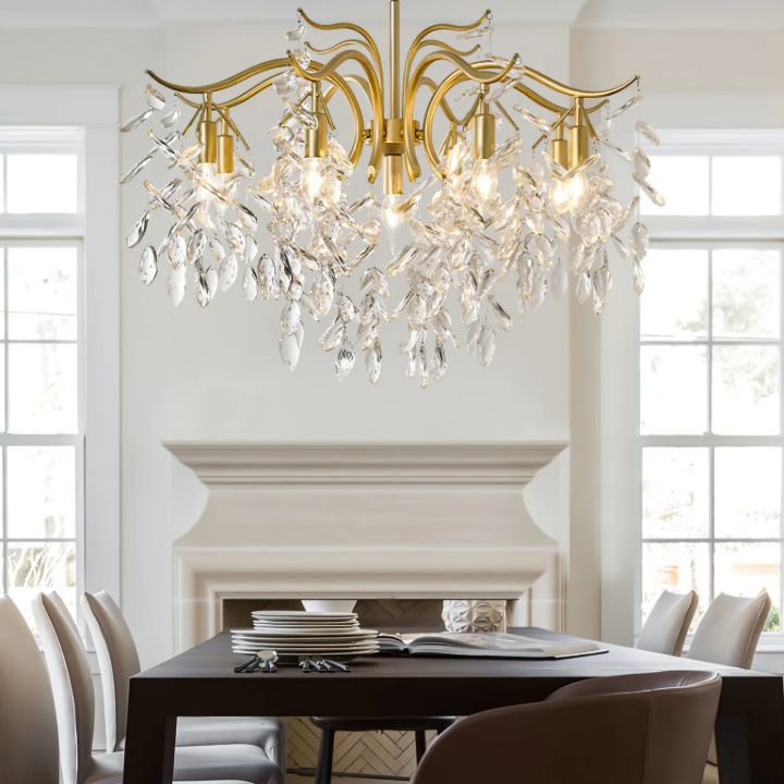 Dorale Modern Chandelier - Elegant Crystal Ceiling Light Fixture for Dining Room, Living Room & Bedroom | Energy Efficient LED Lighting | Perfect for Home Decor & Interior Design