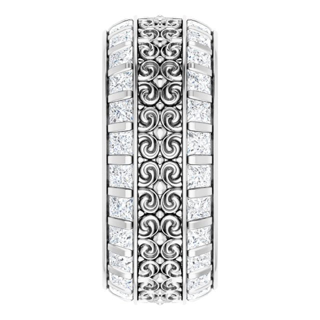 3.12 Carat Princess Cut Diamond Eternity Band Ring - Vintage Inspired Wedding Band for Women, Perfect for Anniversary, Engagement, and Special Occasions