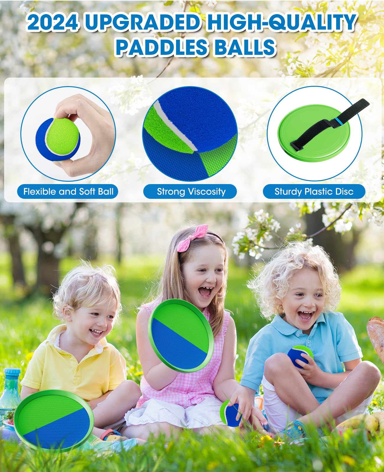 Aywewii Ball Catch Paddle Set - Outdoor Beach & Backyard Games for Kids & Adults - Fun Pool, Park, and Lawn Toss Toys for Ages 3-11 - Perfect for Family Gatherings, Picnics, and Summer Activities
