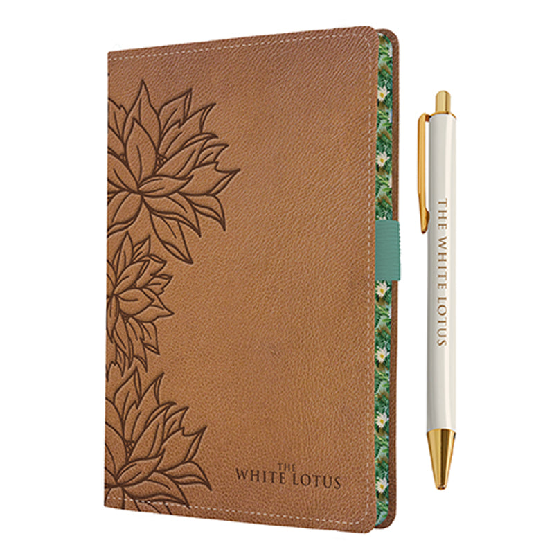 The White Lotus Journal and Pen Set - Premium Writing Notebook & Ballpoint Pen Gift for Women & Men - Perfect for Journaling, Note Taking & Office Use