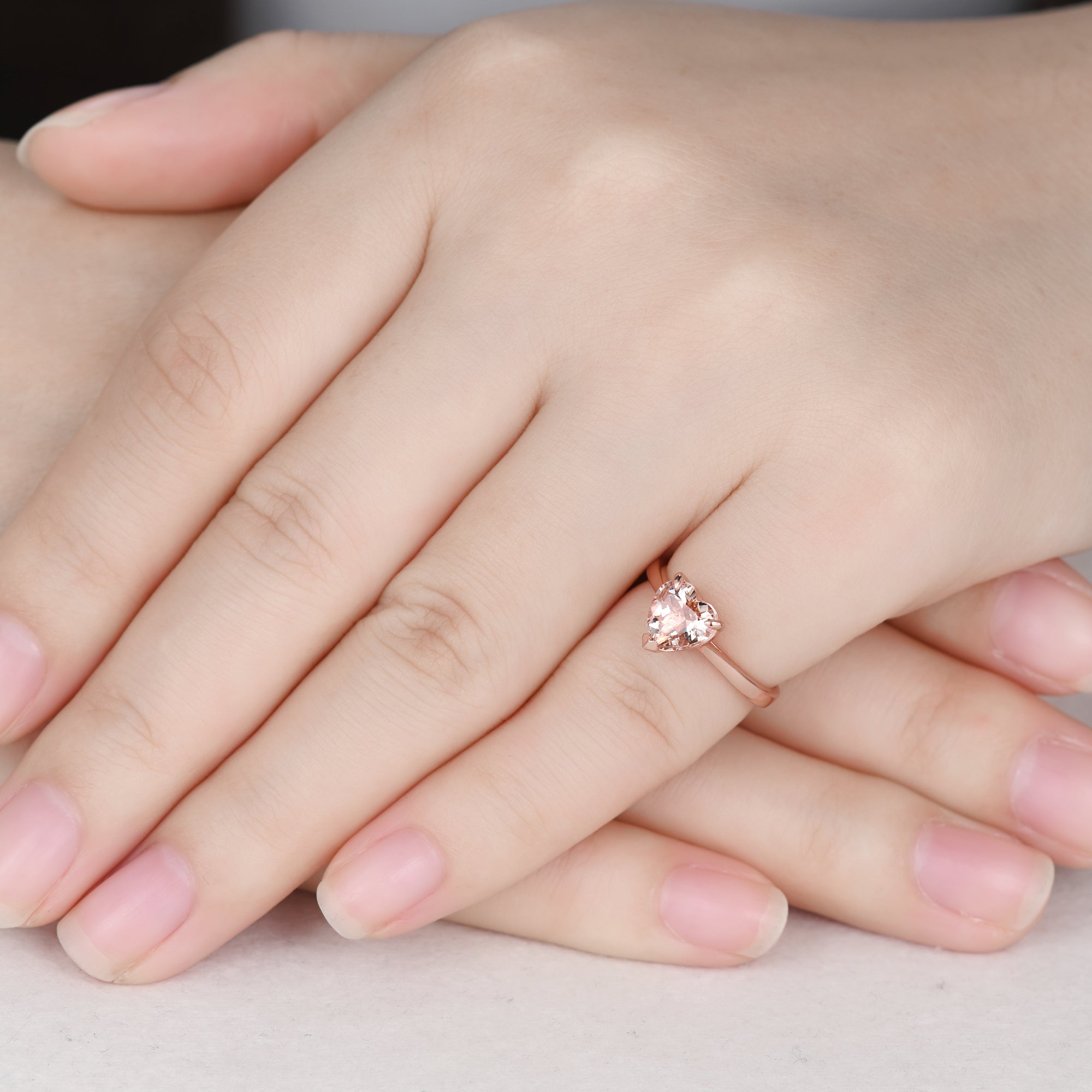1 Carat Heart Shaped Natural Morganite Solitaire Engagement Ring in Rose Gold - Perfect for Proposals, Anniversaries & Romantic Occasions