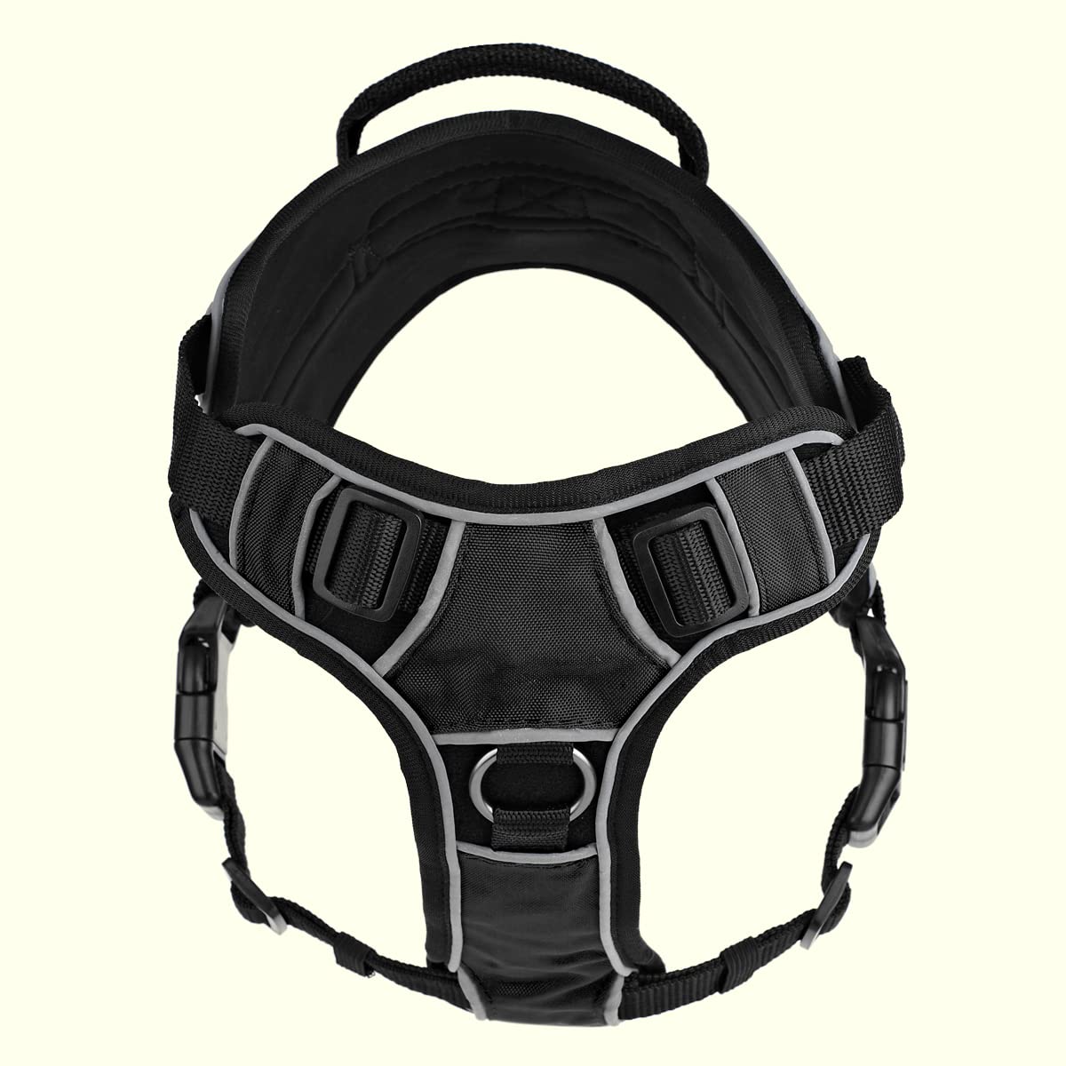 No-Pull Dog Harness with 3D Rubber ESA Patches - Reflective Soft Comfortable Vest, Quick Release Buckles & Handle (32-40 inches, Black) - Perfect for Walking, Training & Outdoor Adventures with Your Dog