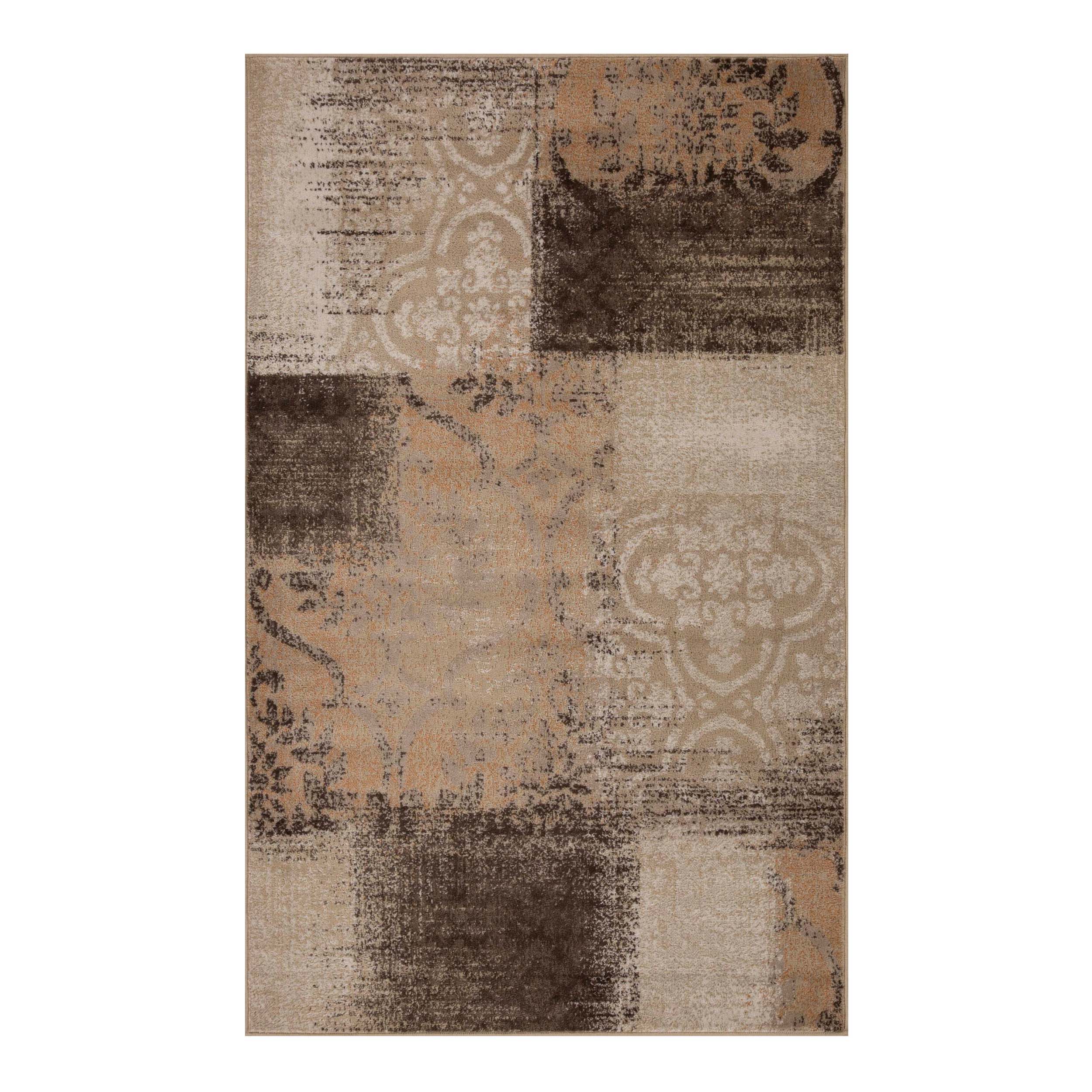 Bristol Distressed Abstract Damask Indoor Area Rug - Non-Slip Living Room Carpet Runner for Bedroom, Hallway & Entryway Decor