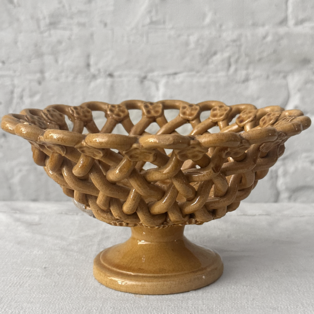 Vintage Early 20th Century French Pichon Ceramic Fruit Bowl - Antique Decorative Serving Bowl for Dining Table, Kitchen Counter & Farmhouse Decor