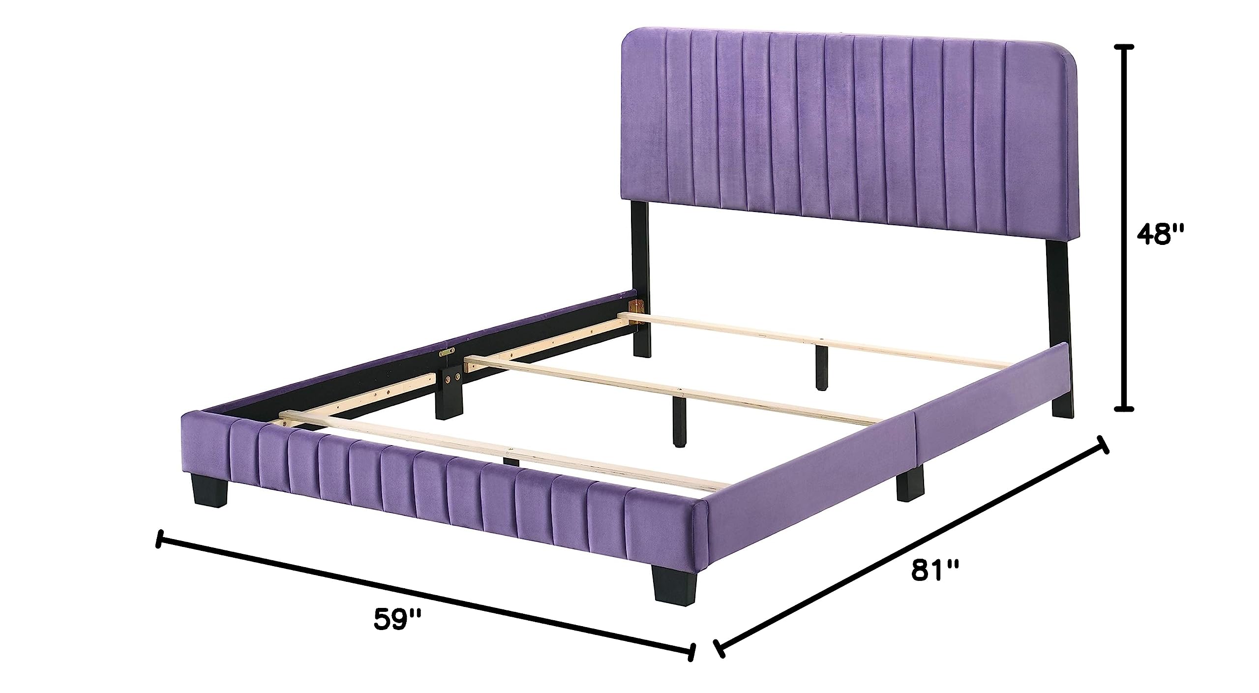 Glory Furniture Lodi Velvet Upholstered Full Size Bed Frame in Purple - Luxurious Soft Fabric Upholstery for Master Bedroom & Guest Room Decor