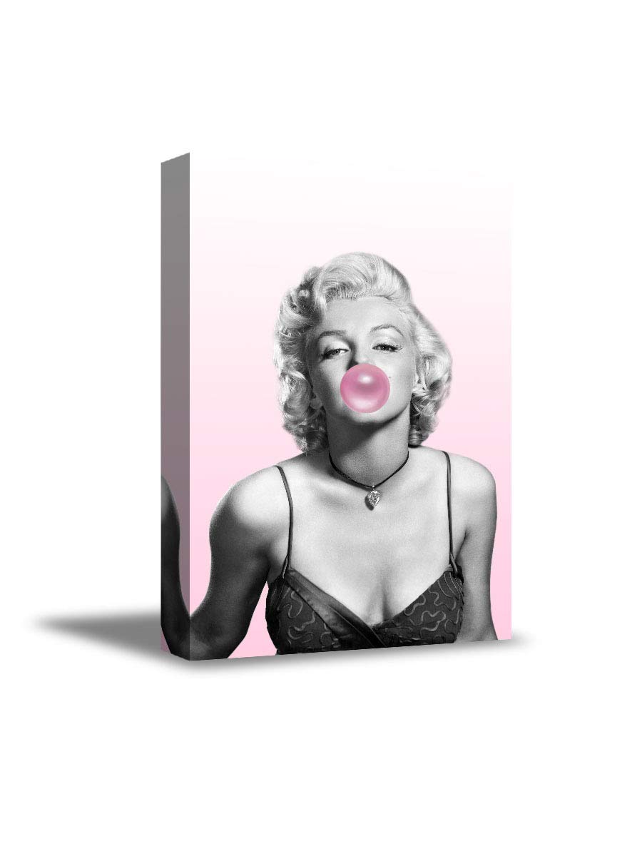 Vintage Marilyn Monroe Pink Bubble Canvas Wall Art - 24x36 Inch Unframed Office Decor, Pop Art Home Decor for Living Room, Bedroom & Workspace