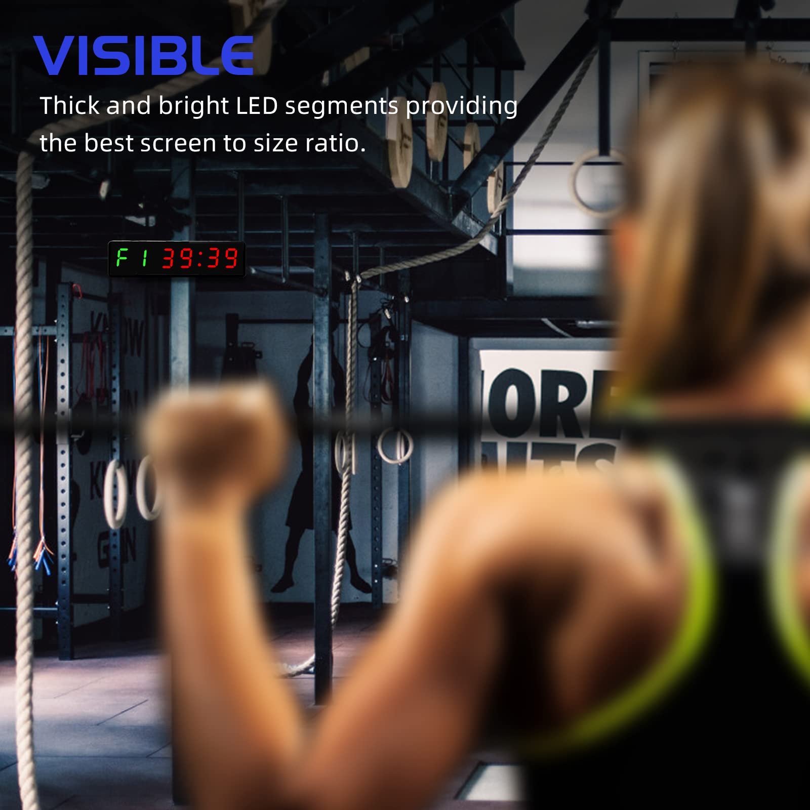 Upgraded Gym Timer - Portable Interval Workout Timer with Rechargeable Battery, Built-in Magnet & LED Digital Anti-Vertigo Display - Perfect for Home Gym, Garage Fitness, CrossFit & HIIT Training