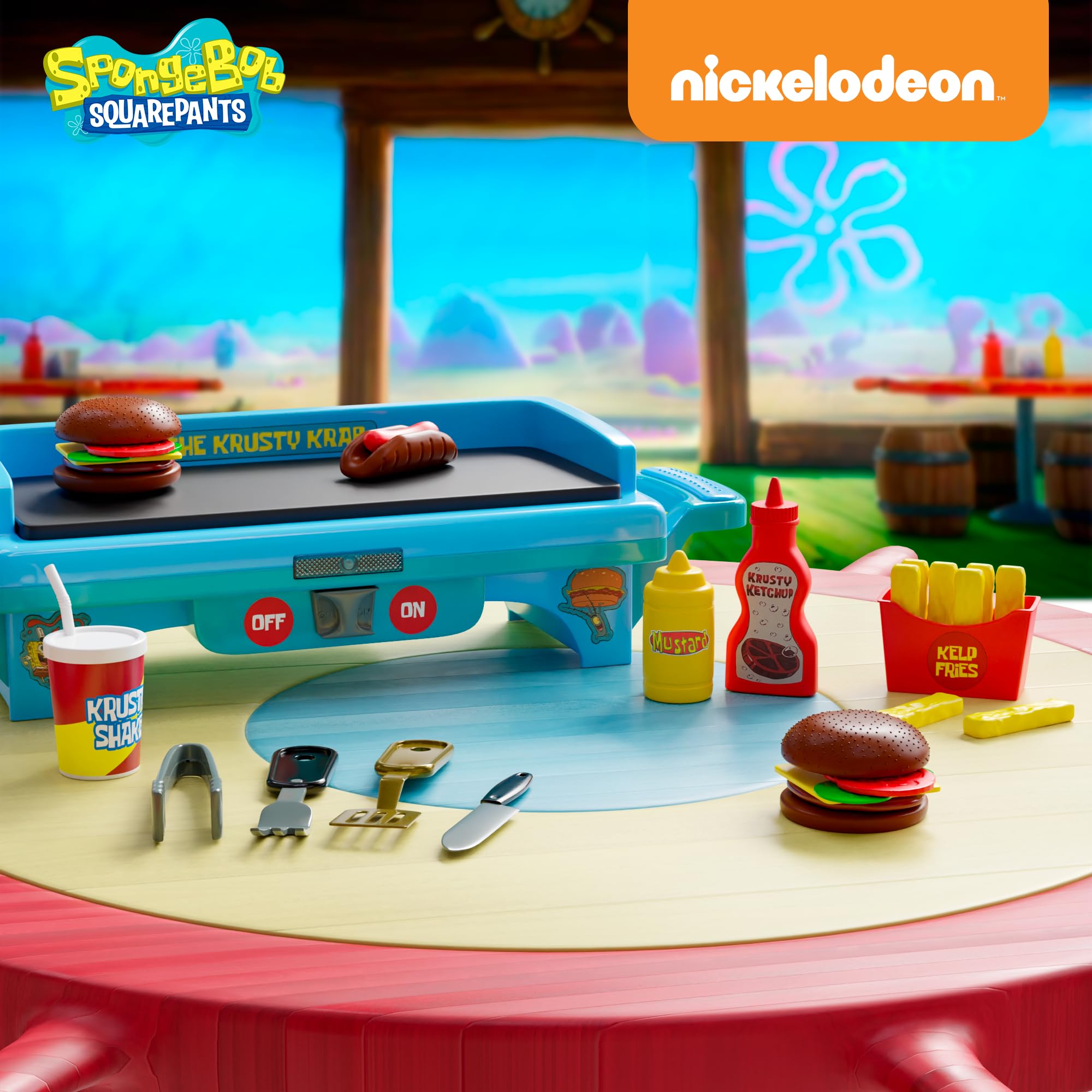 **SpongeBob SquarePants Kids Grill Playset - Pretend Play Kitchen Toy Set with Cooking Accessories for Boys & Girls Ages 6-10 - Perfect for Indoor & Outdoor Role-Playing Games**